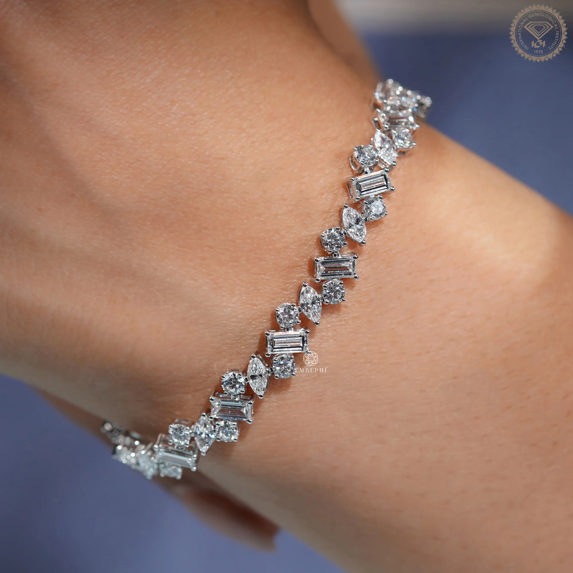 Multi Stone Tennis Bracelet For Women, Lab Diamond Bracelet in 14K Gold — view 8