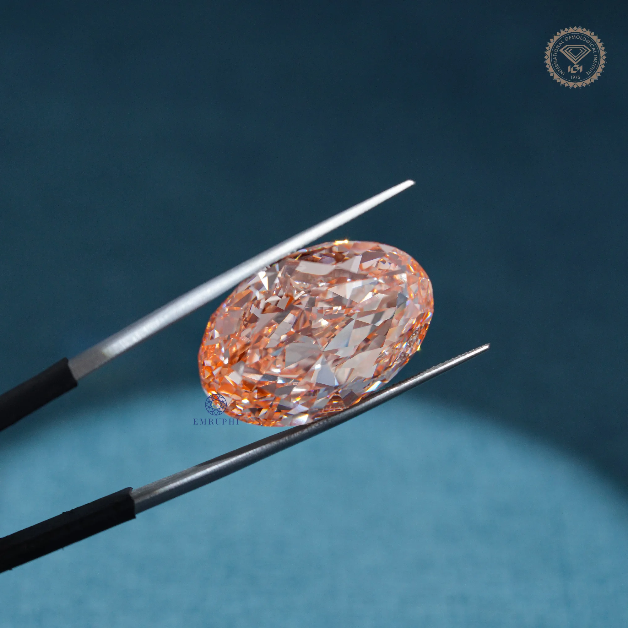 50 CT Vivid Pink Oval Cut Lab Grown Diamond, Fancy Color Loose Diamond