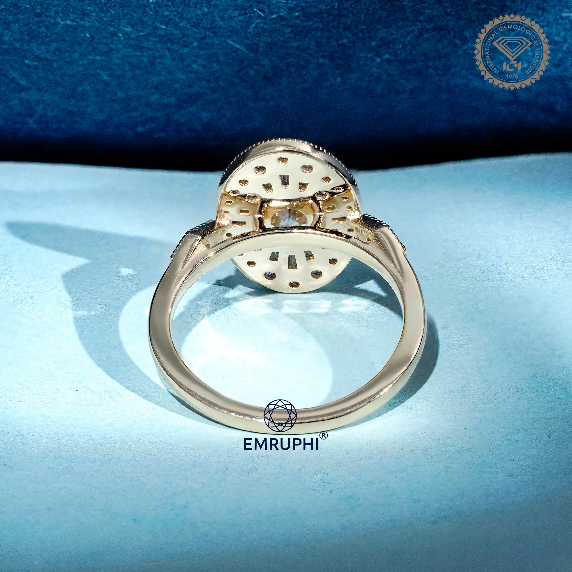 Oval Mosaic Moissanite Ring | Art Deco Brilliant Cut Engagement Ring — view 4