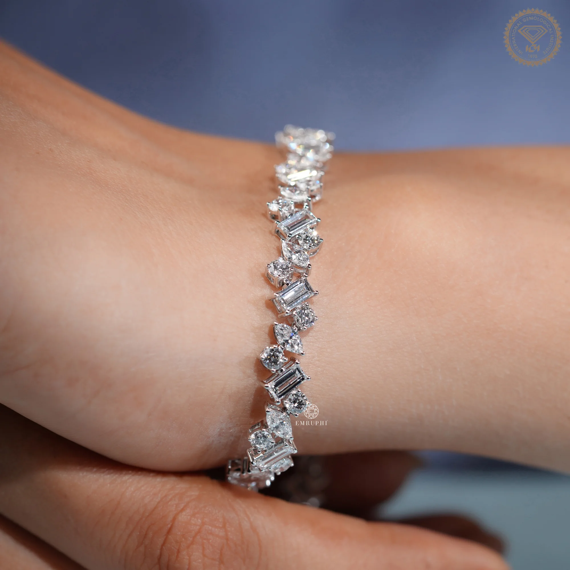 Multi Stone Tennis Bracelet For Women, Lab Diamond Bracelet in 14K Gold — view 7