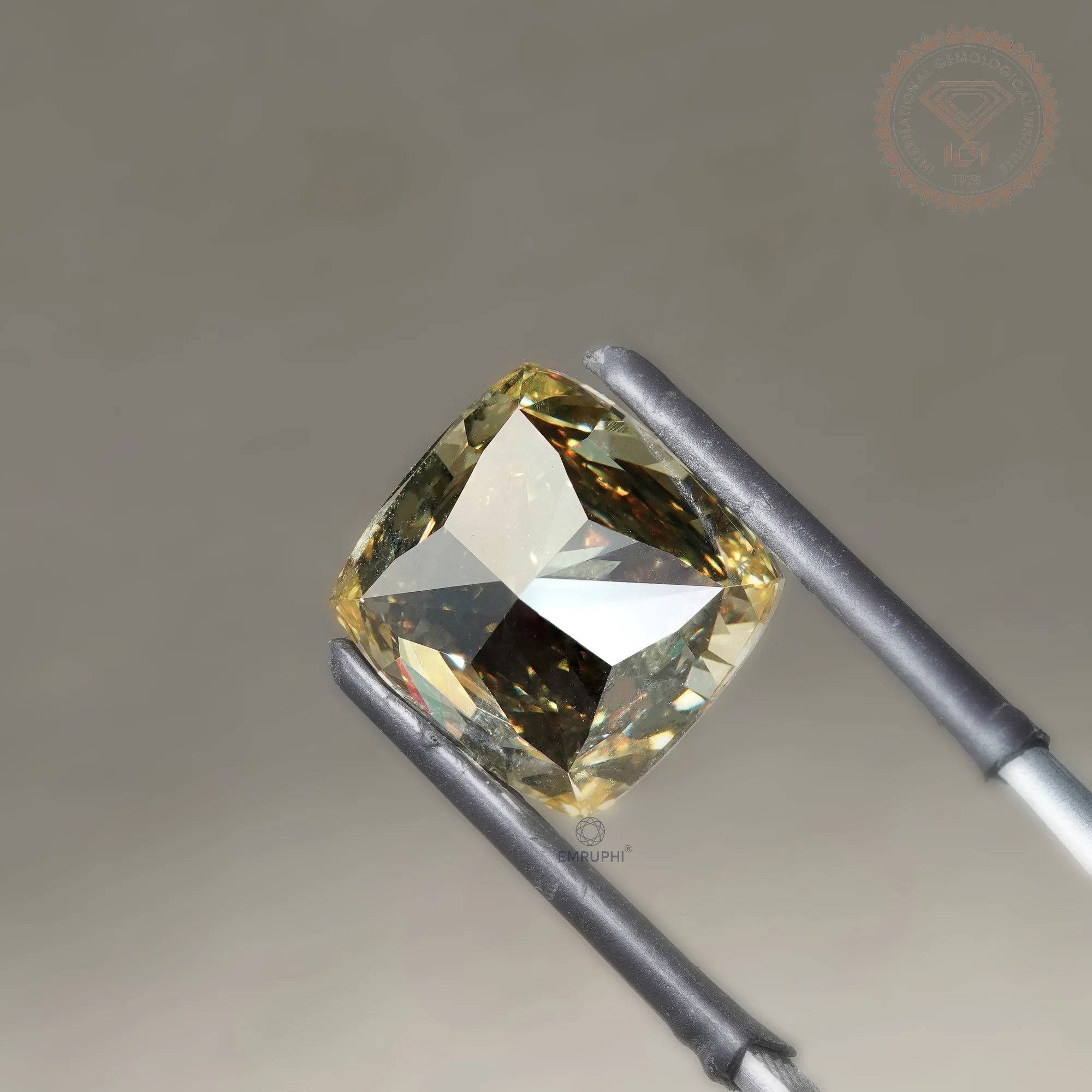 IGI Certified Lab Grown Cushion Diamond, Vivid Yellow 11.61 CT, Engagement Ring CVD Stone — view 3