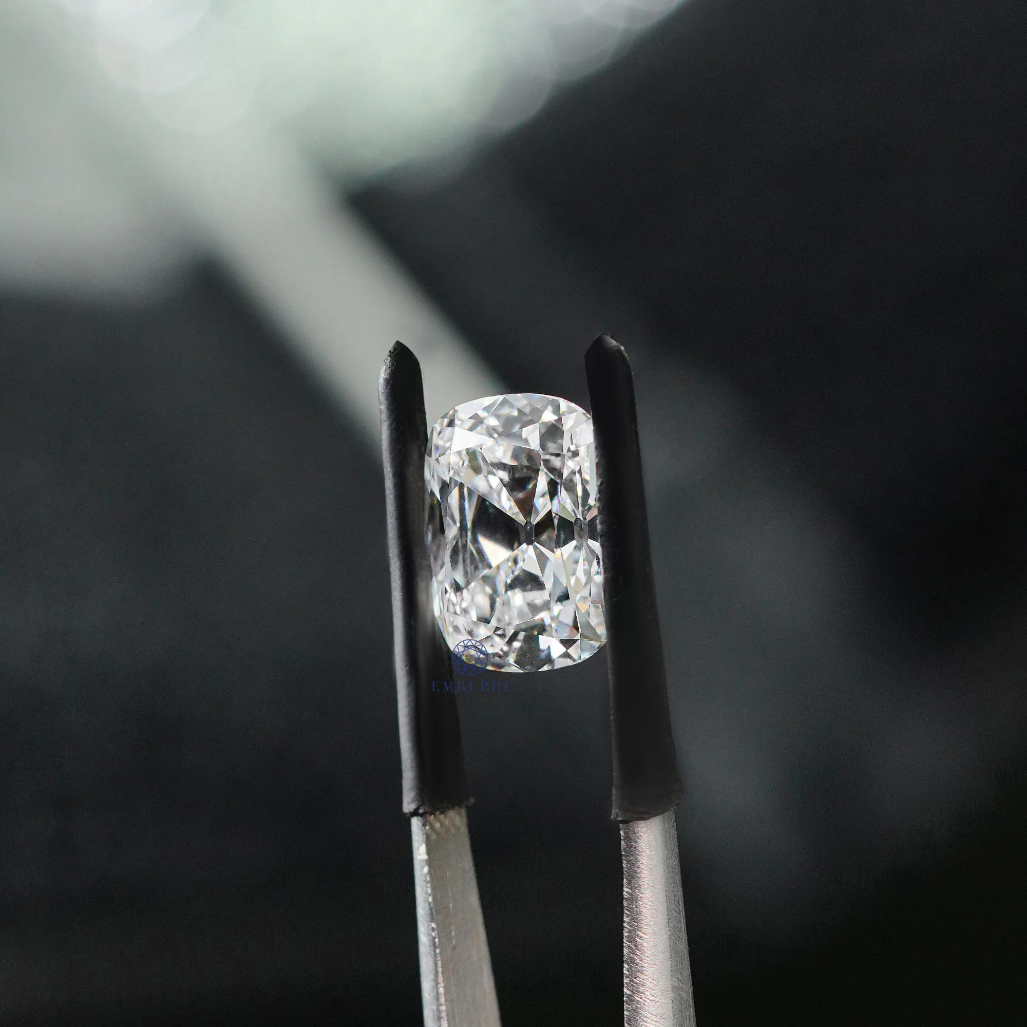 5 CT Cushion Old Mine Cur Lab Created Diamond, Certified Loose Diamond, Old Mine Loose Diamond — view 3