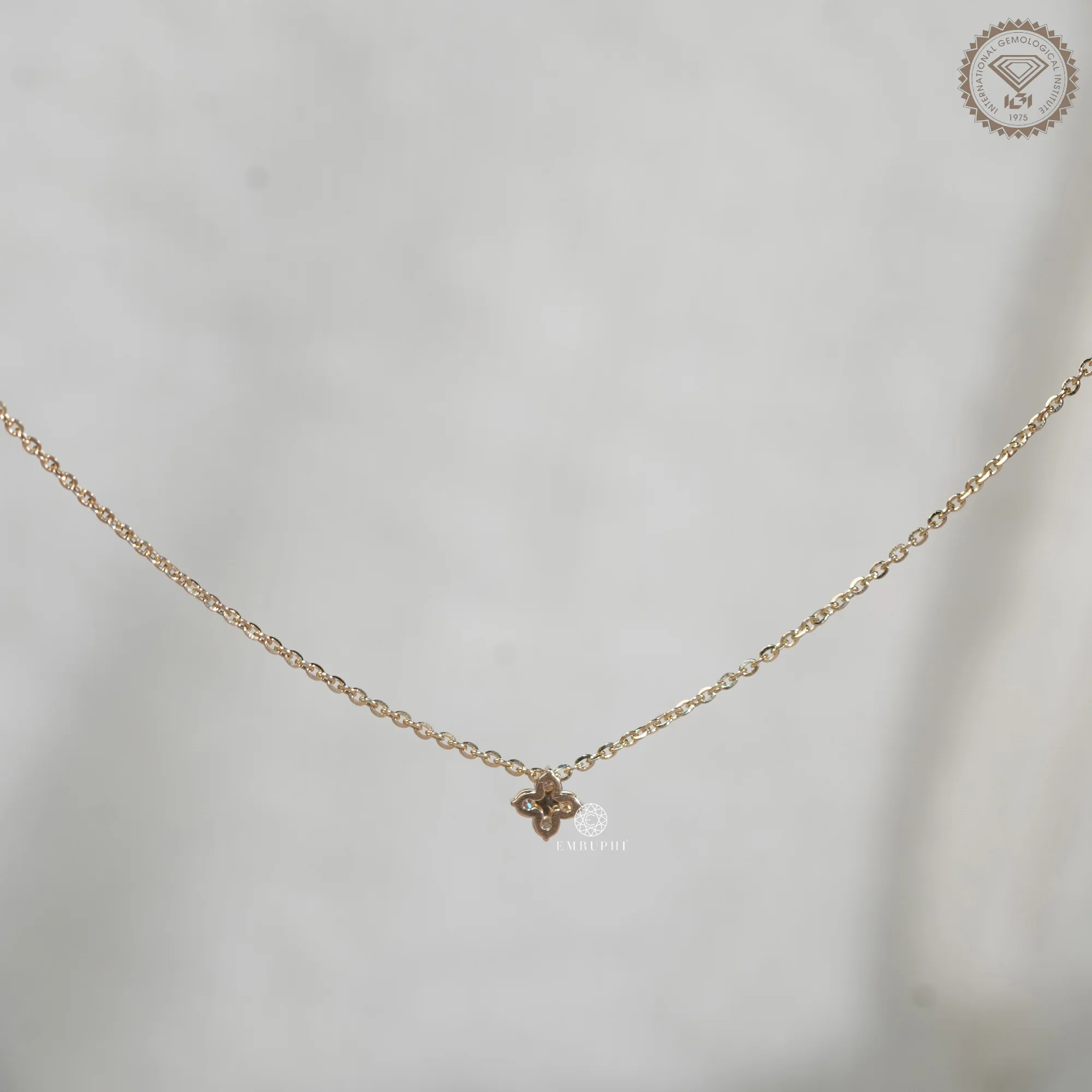 0.40 CT Round Cut Floral Diamond Pendant for Women, Adjustable Floral Necklace — view 11