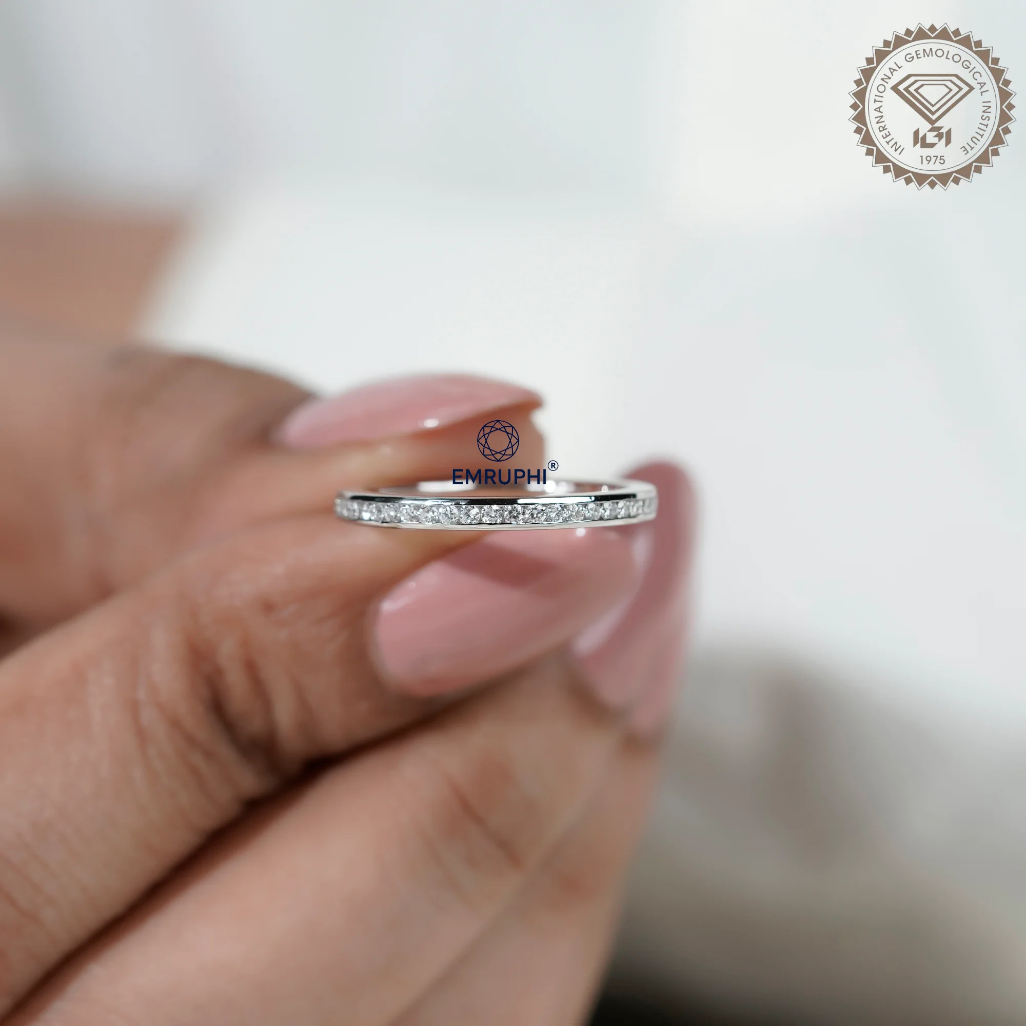 14K Round Cut Diamond Wedding Band For Women, Channel Set Eternity Ring — view 5