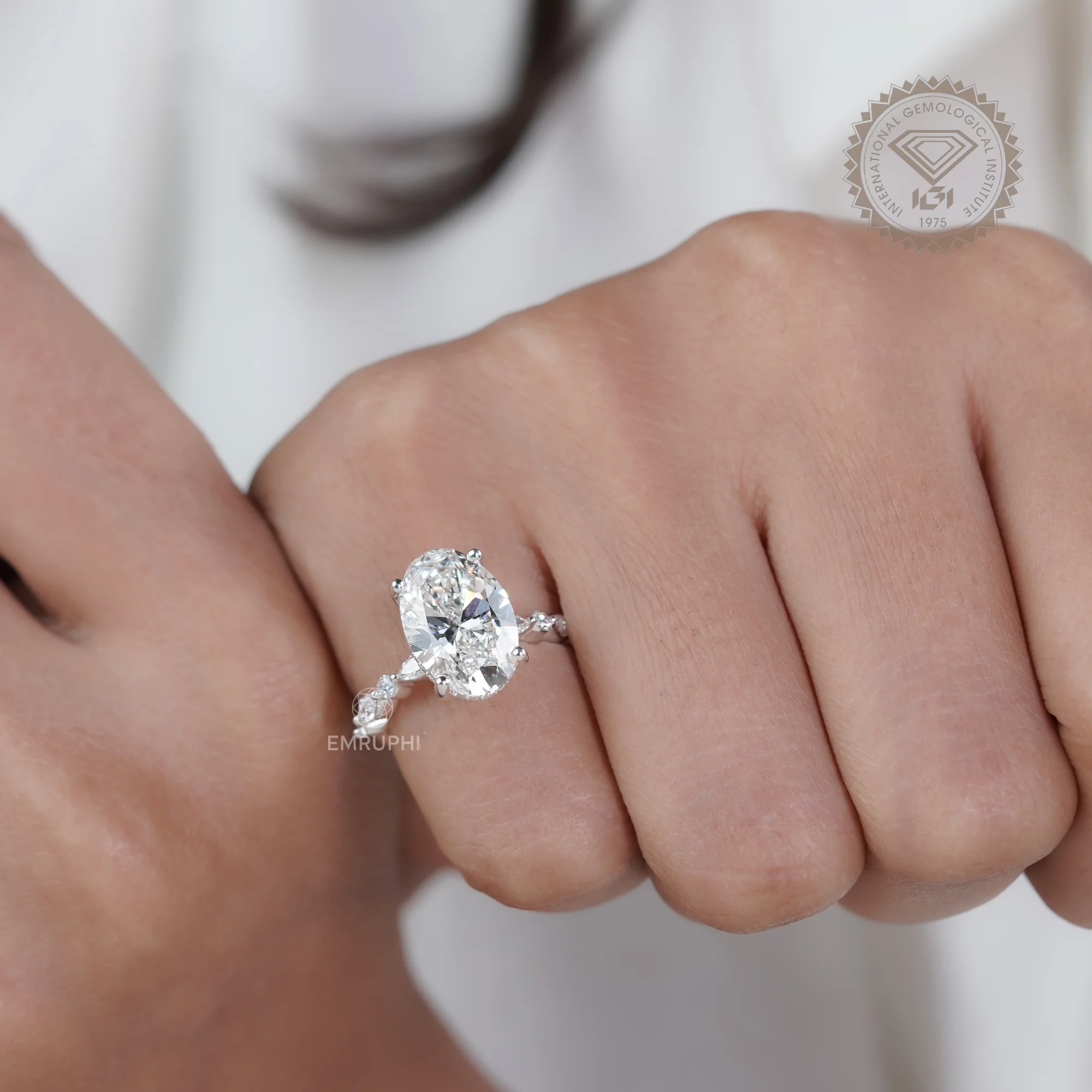 Brilliant Oval Cut Solitaire Engagement Ring, Oval Lab Diamond Anniversary Ring, Oval Proposal Ring for Her — view 11