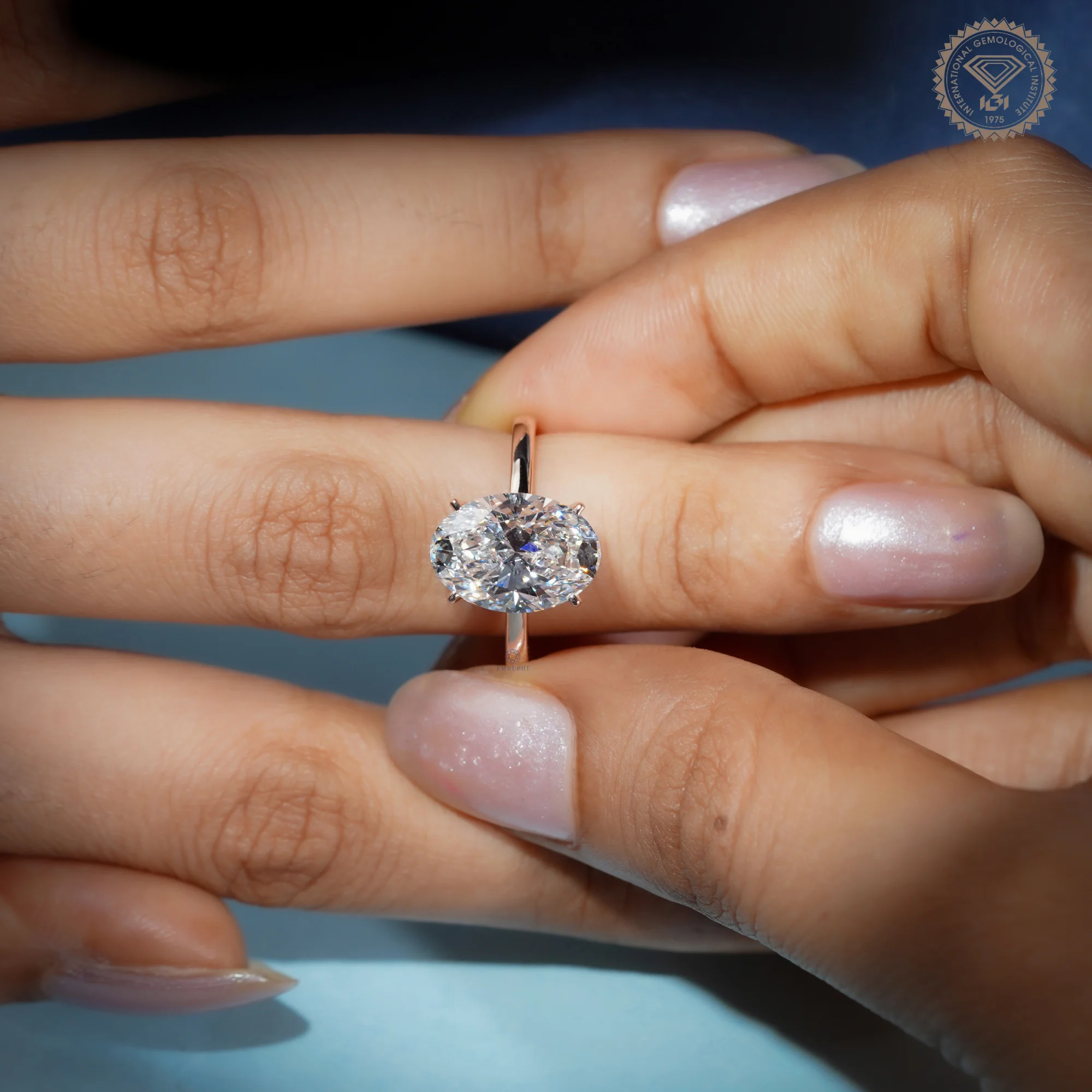 5 CT Oval Cut Lab Grown Diamond Solitaire Engagement Ring, 14K Gold Classic 4 Prong Ring — view 8