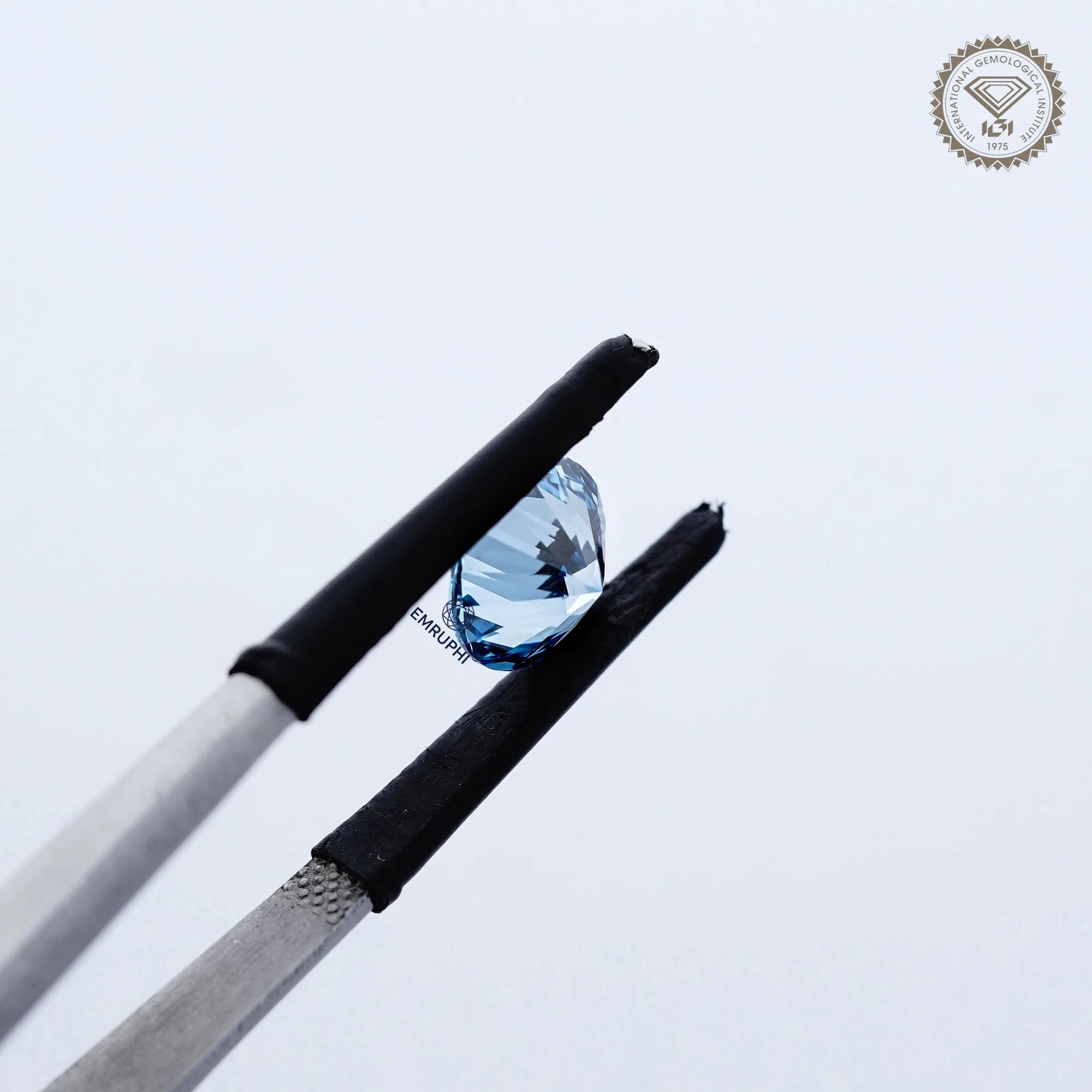 2 Carat Round Cut Lab Diamond, Vivid Blue Loose Diamond, IGI Certified — view 7