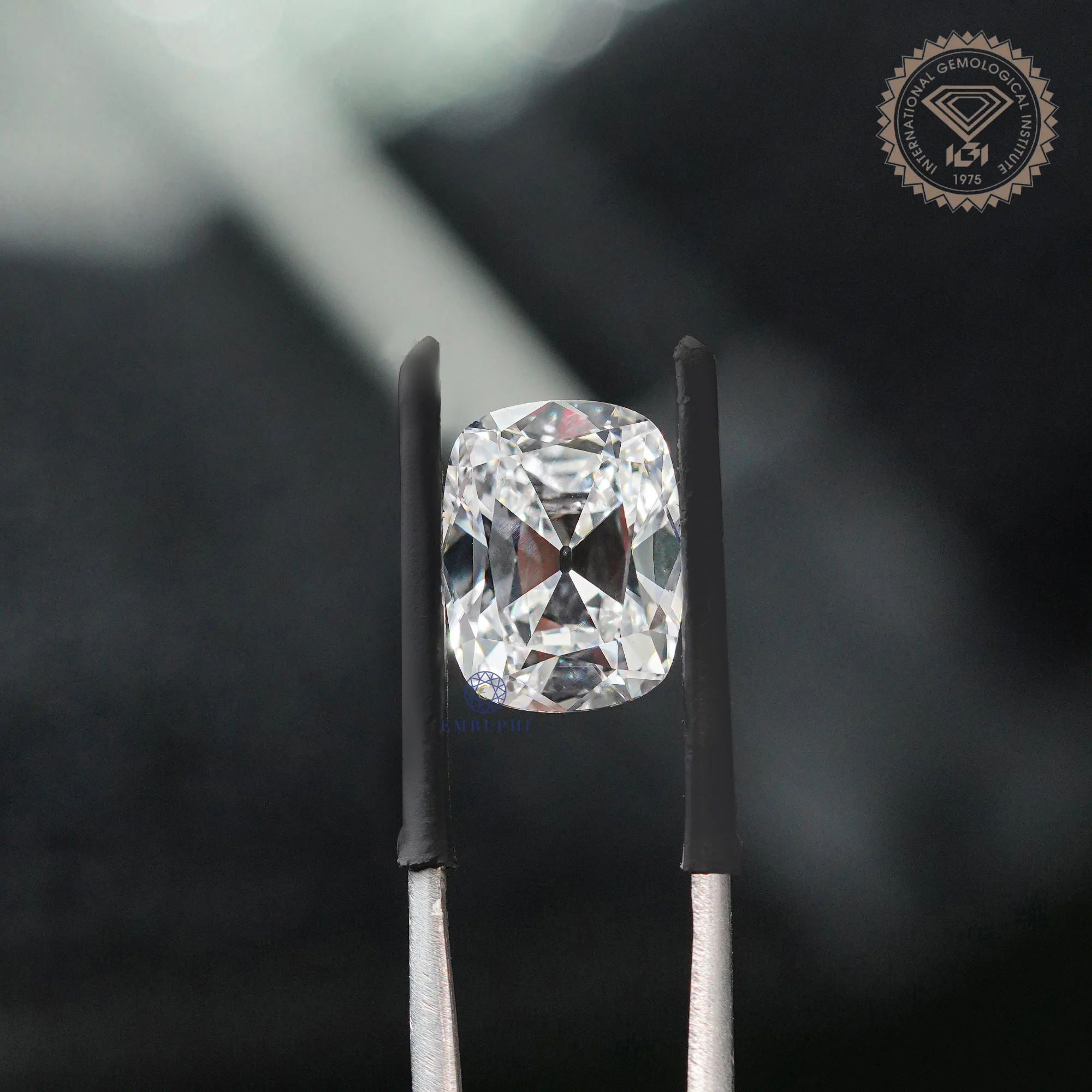 5 CT Cushion Old Mine Cur Lab Created Diamond, Certified Loose Diamond, Old Mine Loose Diamond — view 2