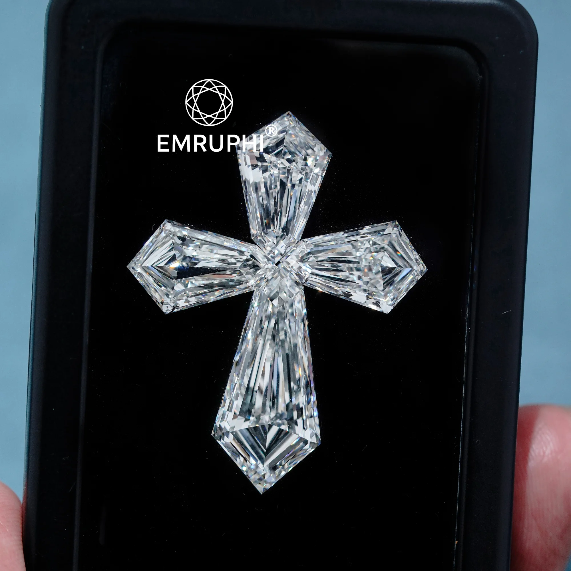 Cross Shape Lab Grown Diamond for Pendant, Geometric Religious Jewelry, IGI Certified