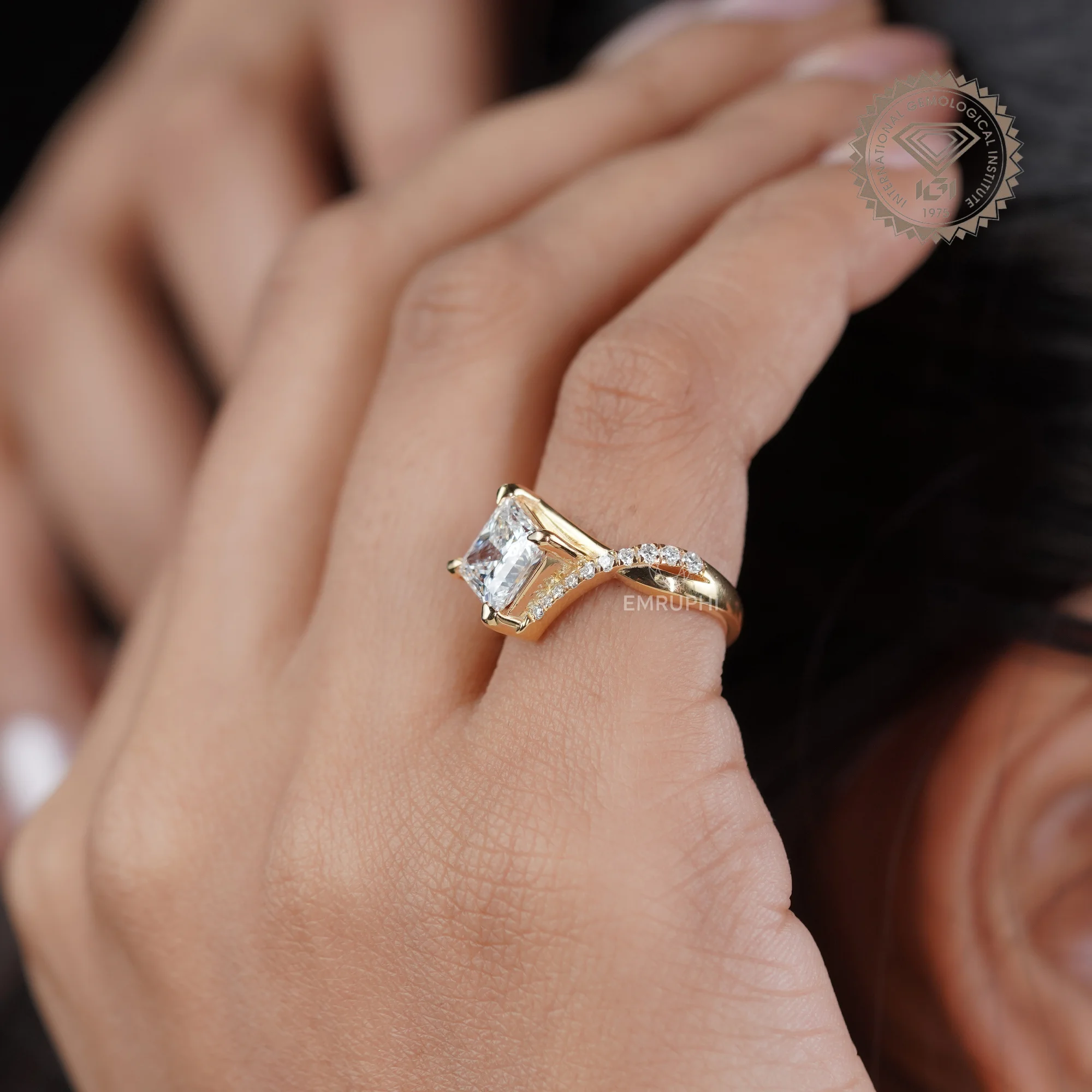 2 CT Princess Cut Lab Diamond Engagement Ring, 14K Gold Solitaire Bridal Ring — view 11