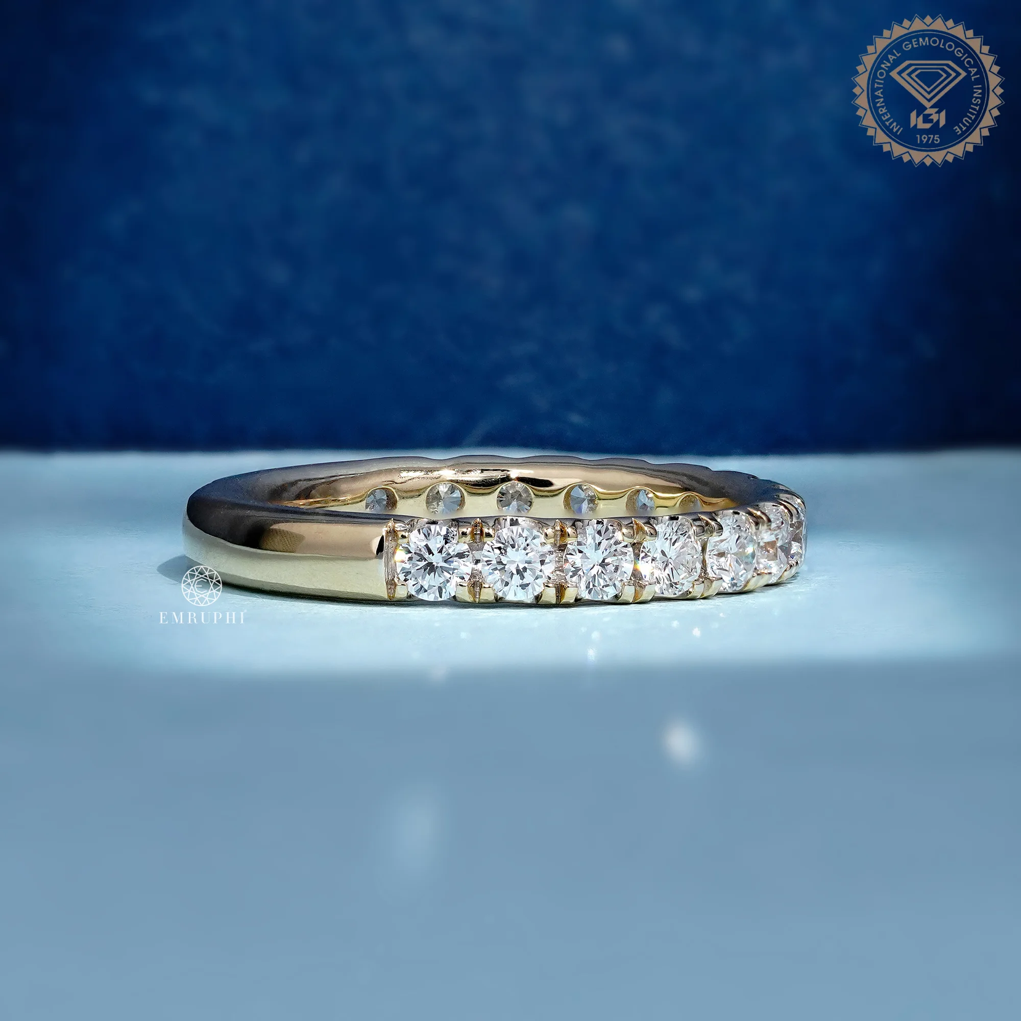 Round Lab Grown Diamond Eternity Band, Prong Wedding Ring, Anniversary Band — view 3