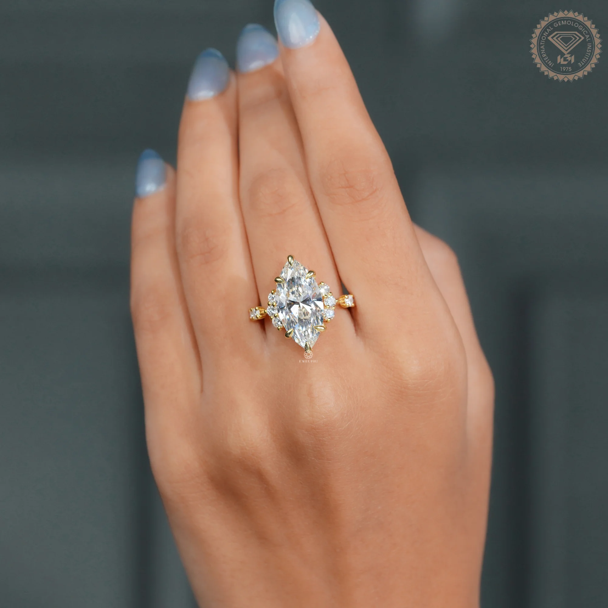 6 CT Marquise Lab Grown Vintage Engagement Ring, IGI Certified — view 10