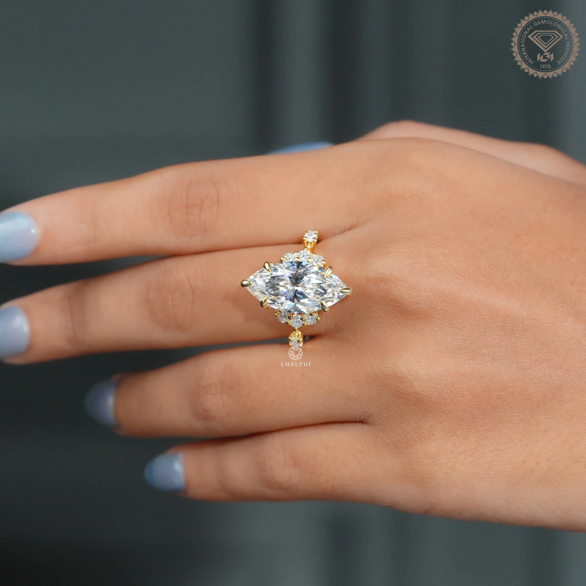 6 CT Marquise Lab Grown Vintage Engagement Ring, IGI Certified — view 11
