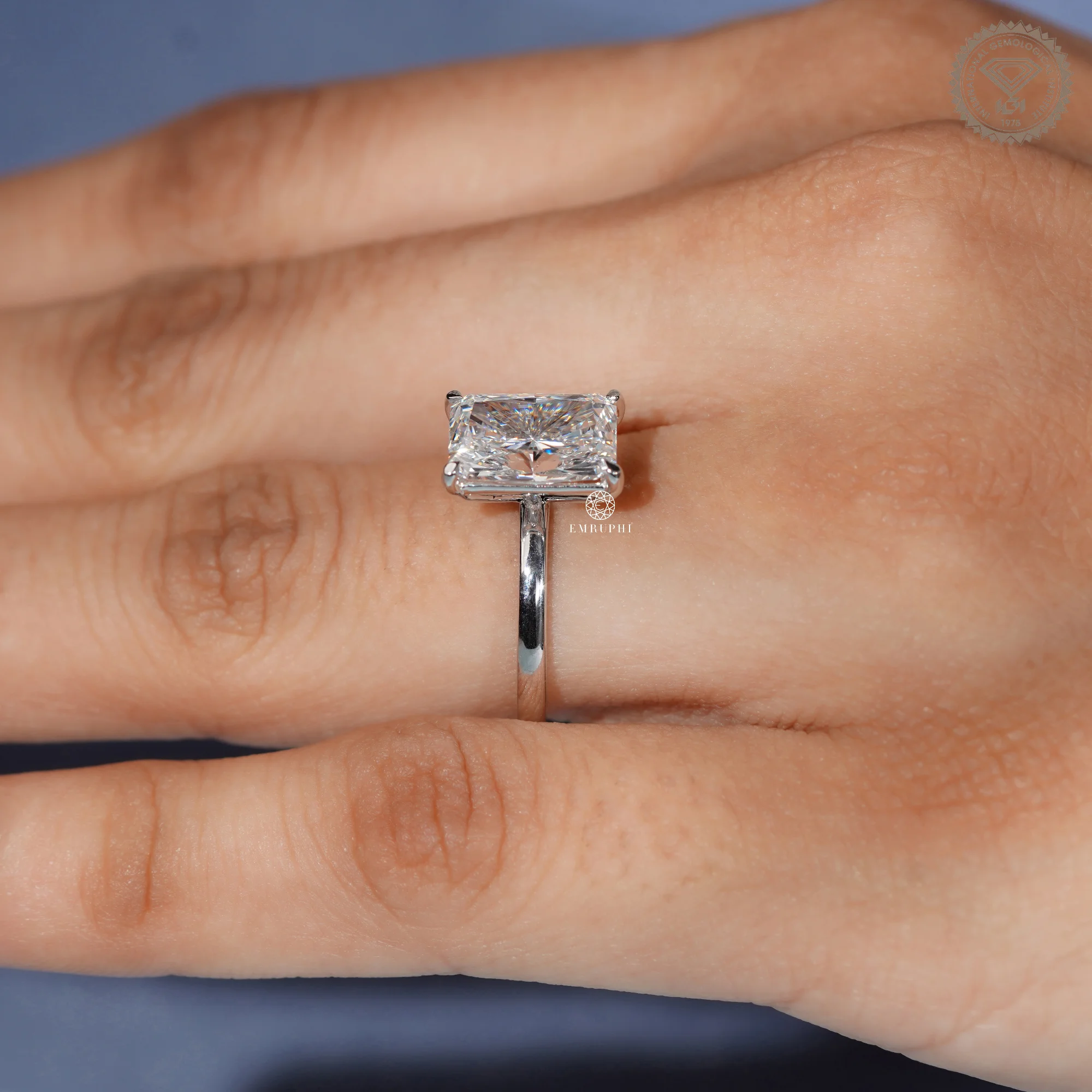 2.5 CT Radiant Solitaire Lab Diamond Ring, IGI Certified Diamond Engagement Ring — view 9