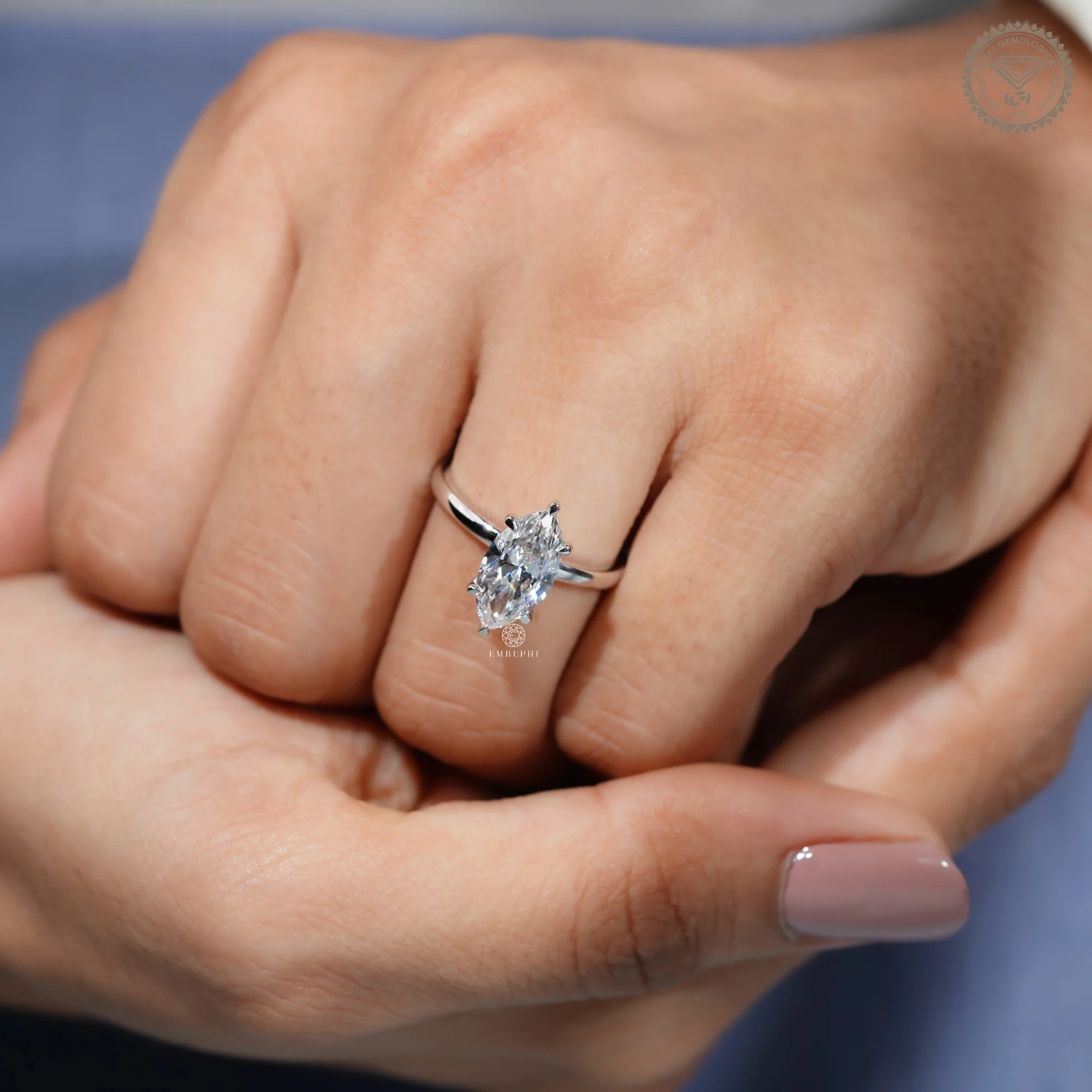 Marquise Lab Grown Diamond Engagement Ring 14K Gold, IGI Certified — view 7