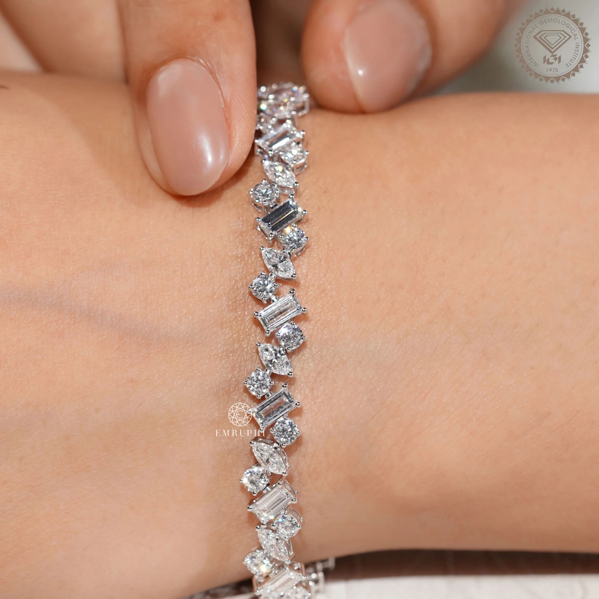 Multi Stone Tennis Bracelet For Women, Lab Diamond Bracelet in 14K Gold — view 11