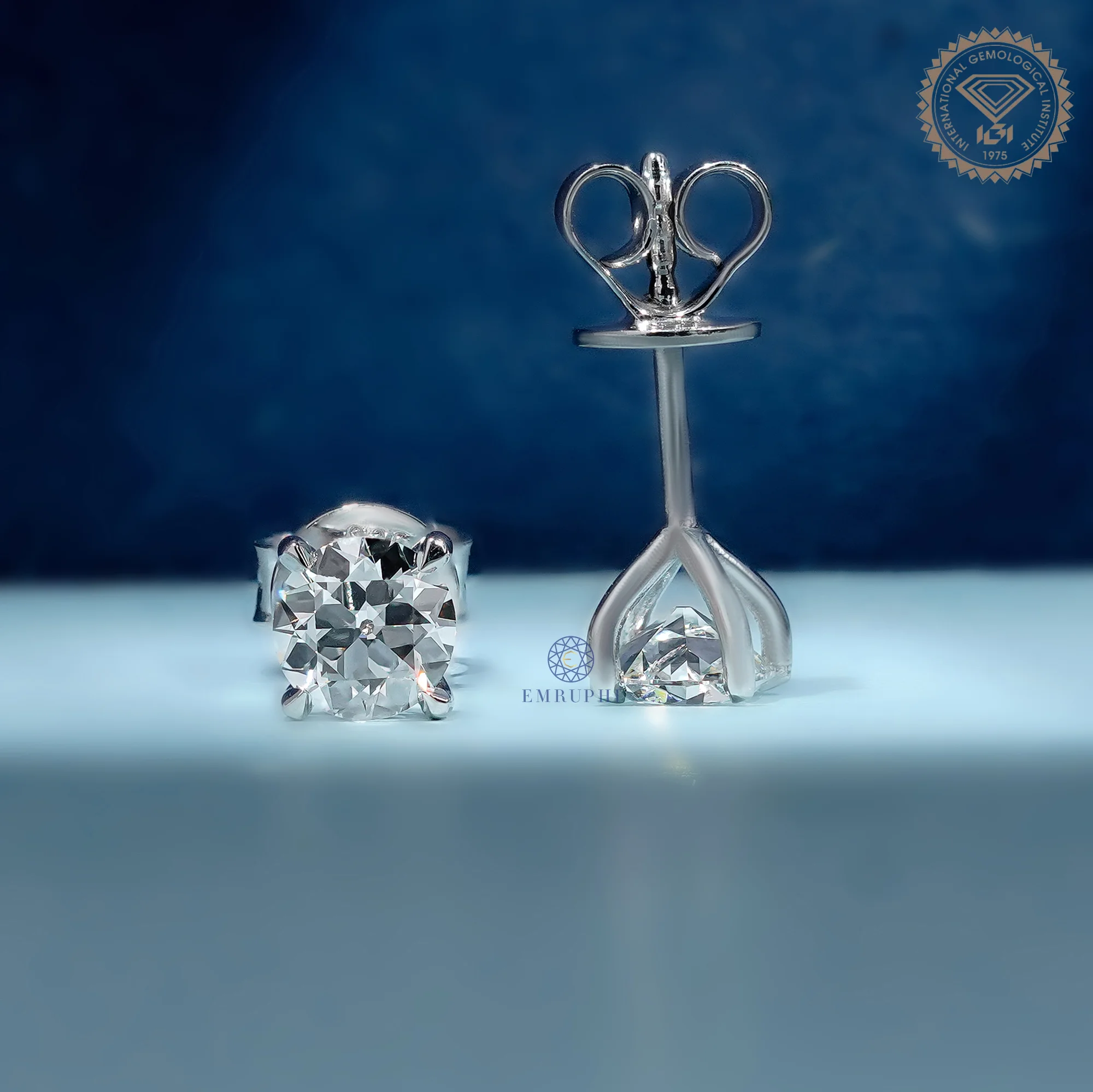 1.00 TCW Old European Stud Earrings, 14K White Gold Solitaire Stud Earrings, Tiny Diamond Push Back Earrings, Gift For Her