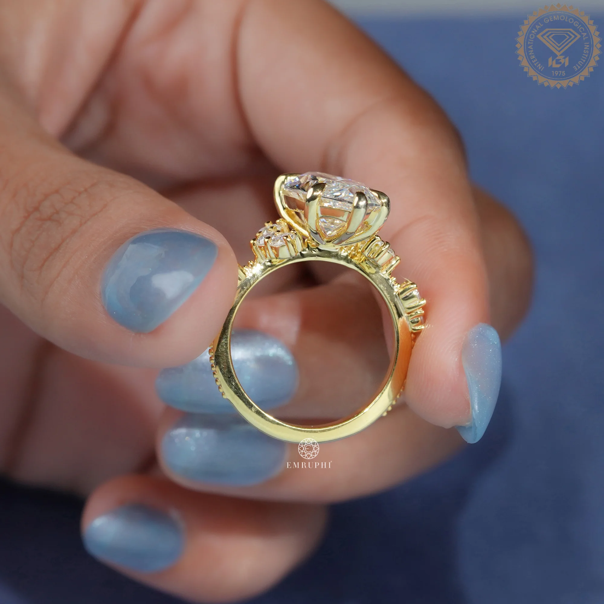 6 CT Marquise Lab Grown Vintage Engagement Ring, IGI Certified — view 6