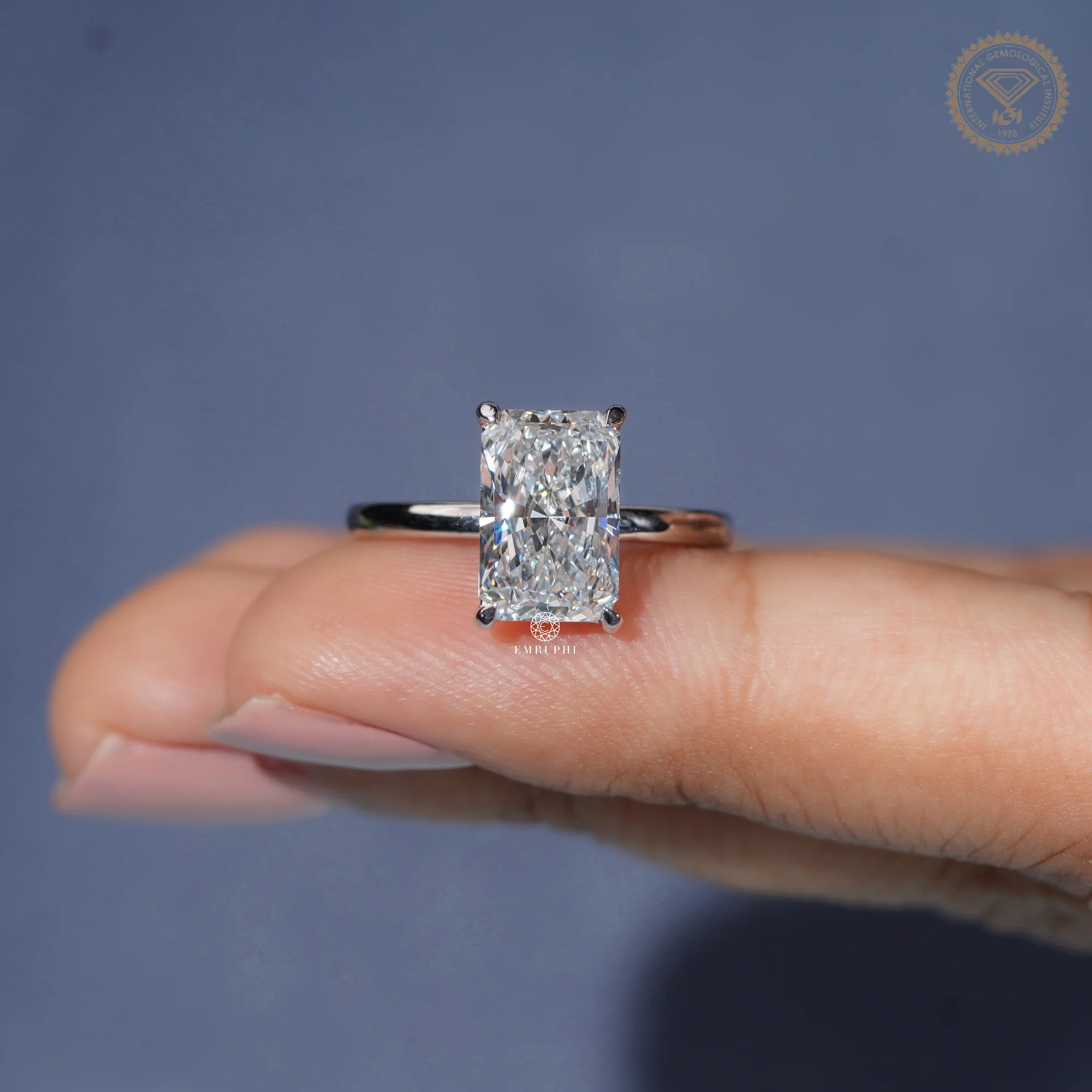 2.5 CT Radiant Solitaire Lab Diamond Ring, IGI Certified Diamond Engagement Ring — view 12