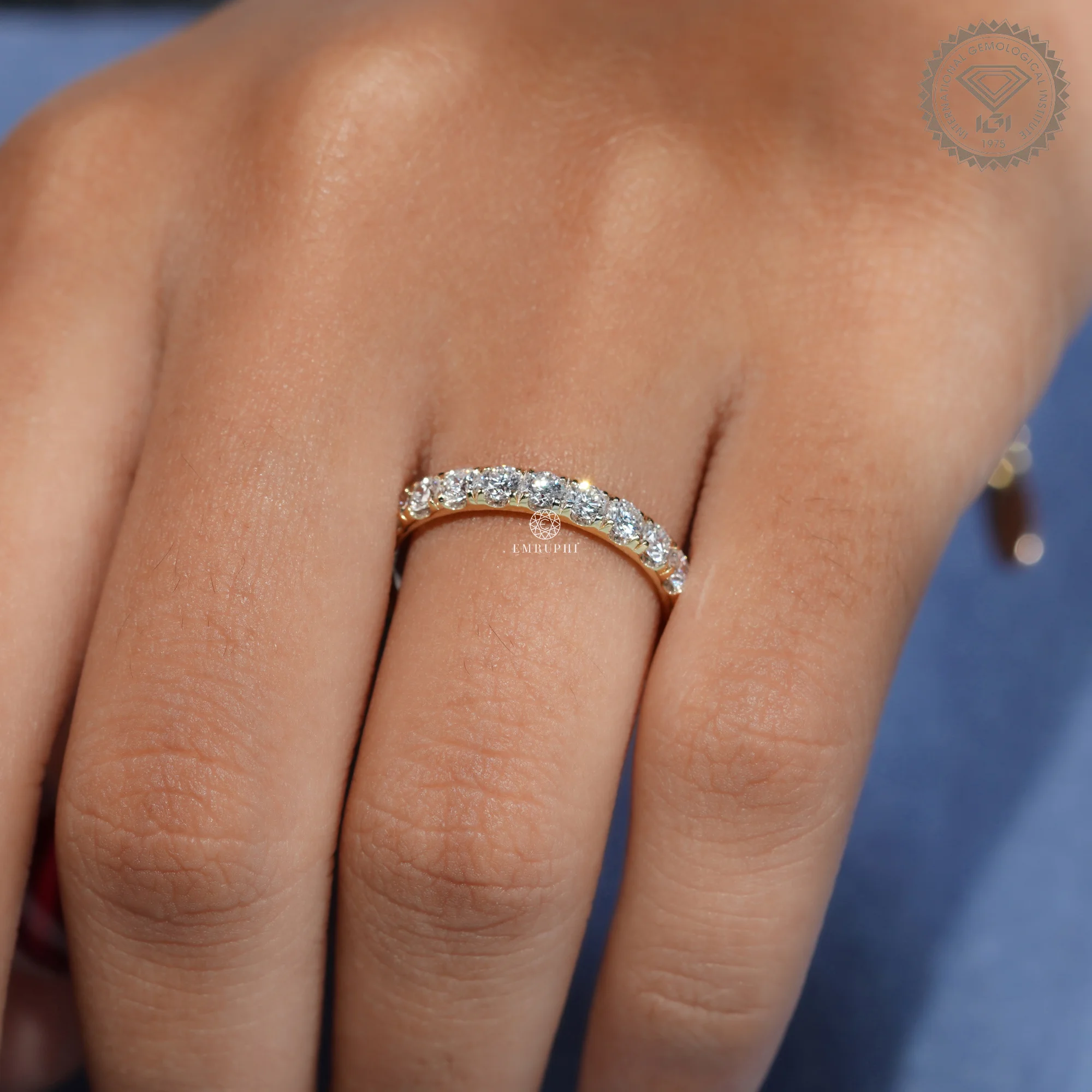 Round Lab Grown Diamond Eternity Band, Prong Wedding Ring, Anniversary Band — view 11