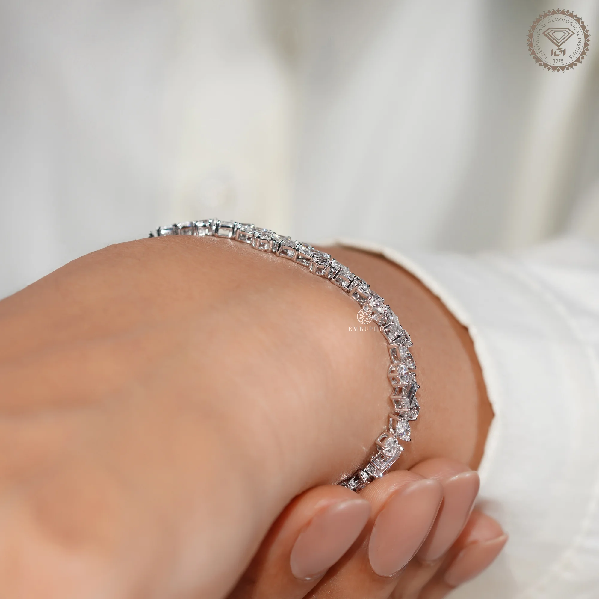 Multi Stone Tennis Bracelet For Women, Lab Diamond Bracelet in 14K Gold — view 14