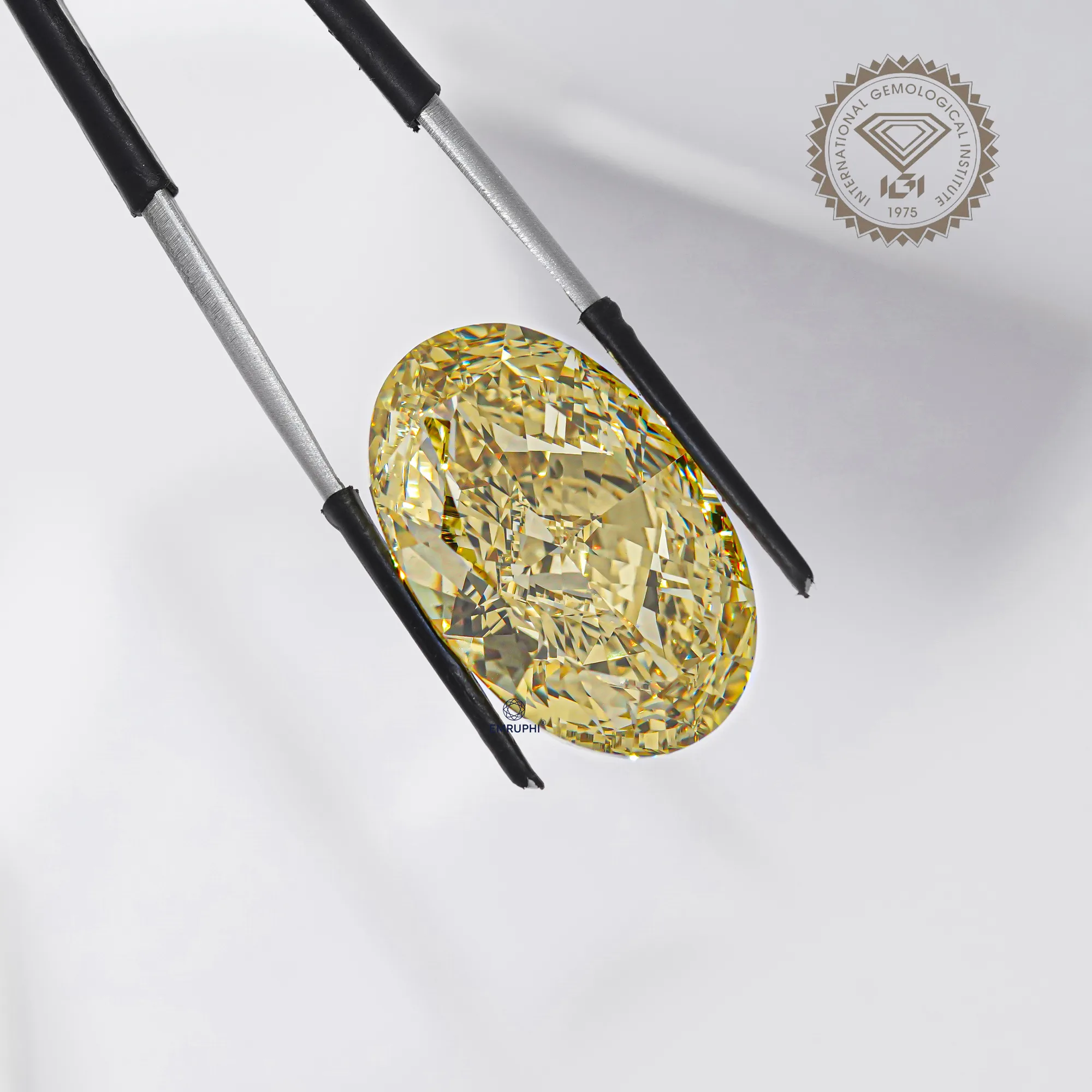 46 Carat Oval Fancy Yellow Lab Grown Diamond, Loose IGI Certified Diamond — view 4