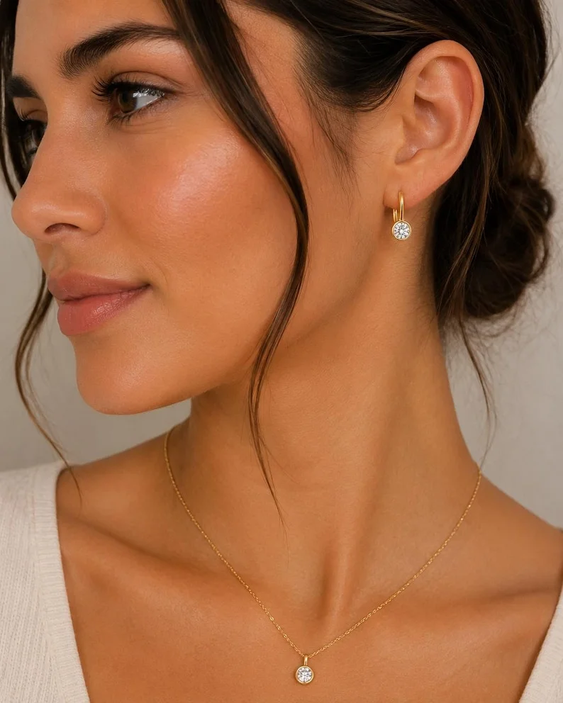 2.00 CTW Round cut Lab Grown Diamond Hoop Earrings, 14k Solid Gold with Emruphi Trusted, Stone None-IGI — view 3