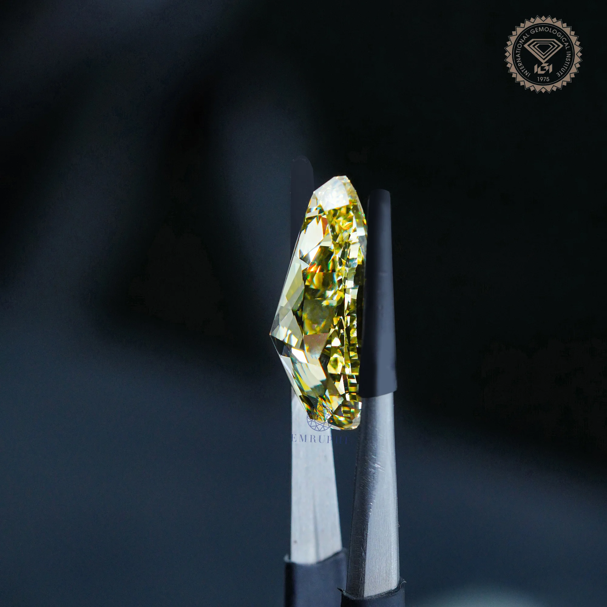 30 CT Pear Cut Lab Diamond, Vivid Yellow Lab Grown, IGI Certified — view 8