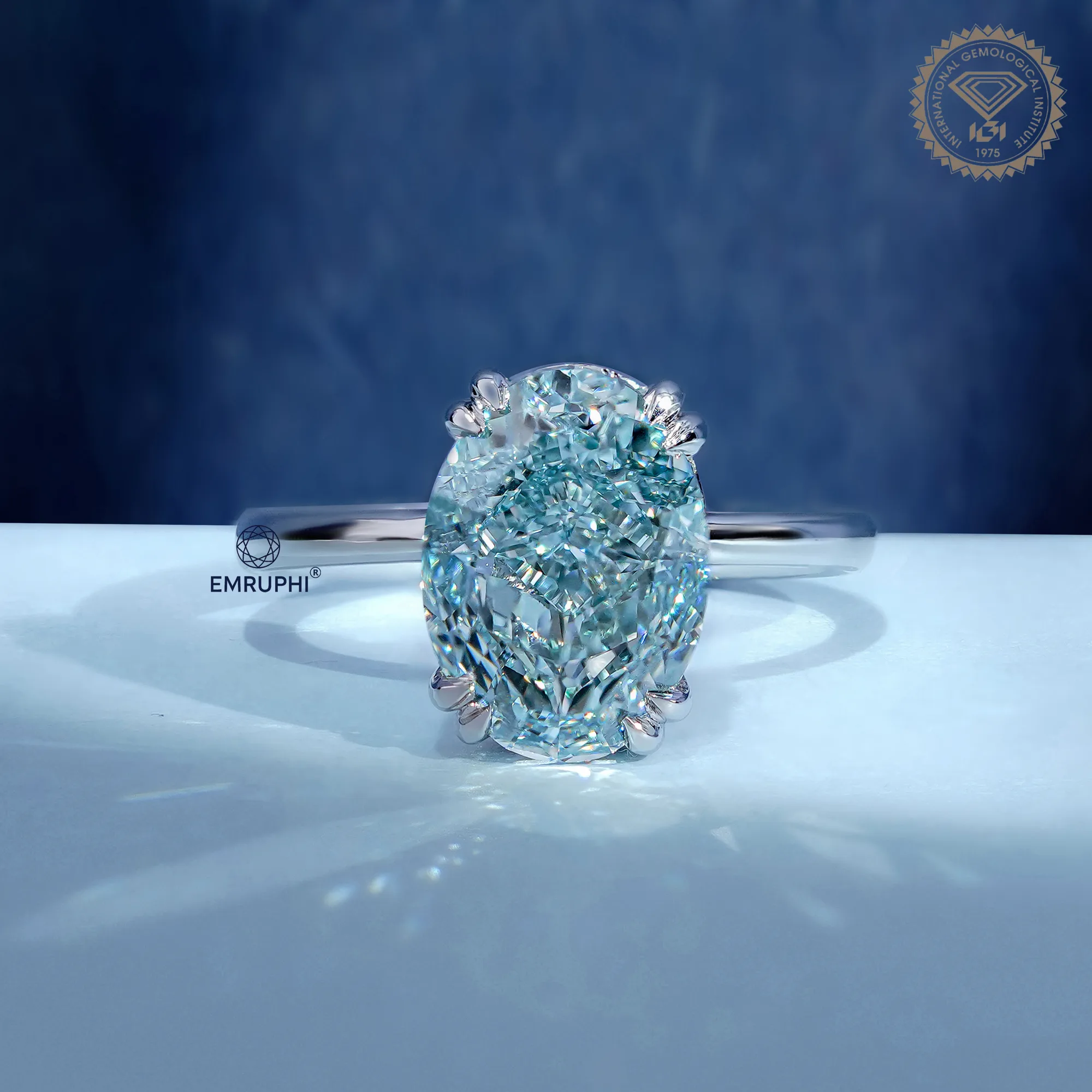 Oval Cut Lab Diamond Ring, Antique Color Diamond Ring, Four Claw Engagement Ring — view 2