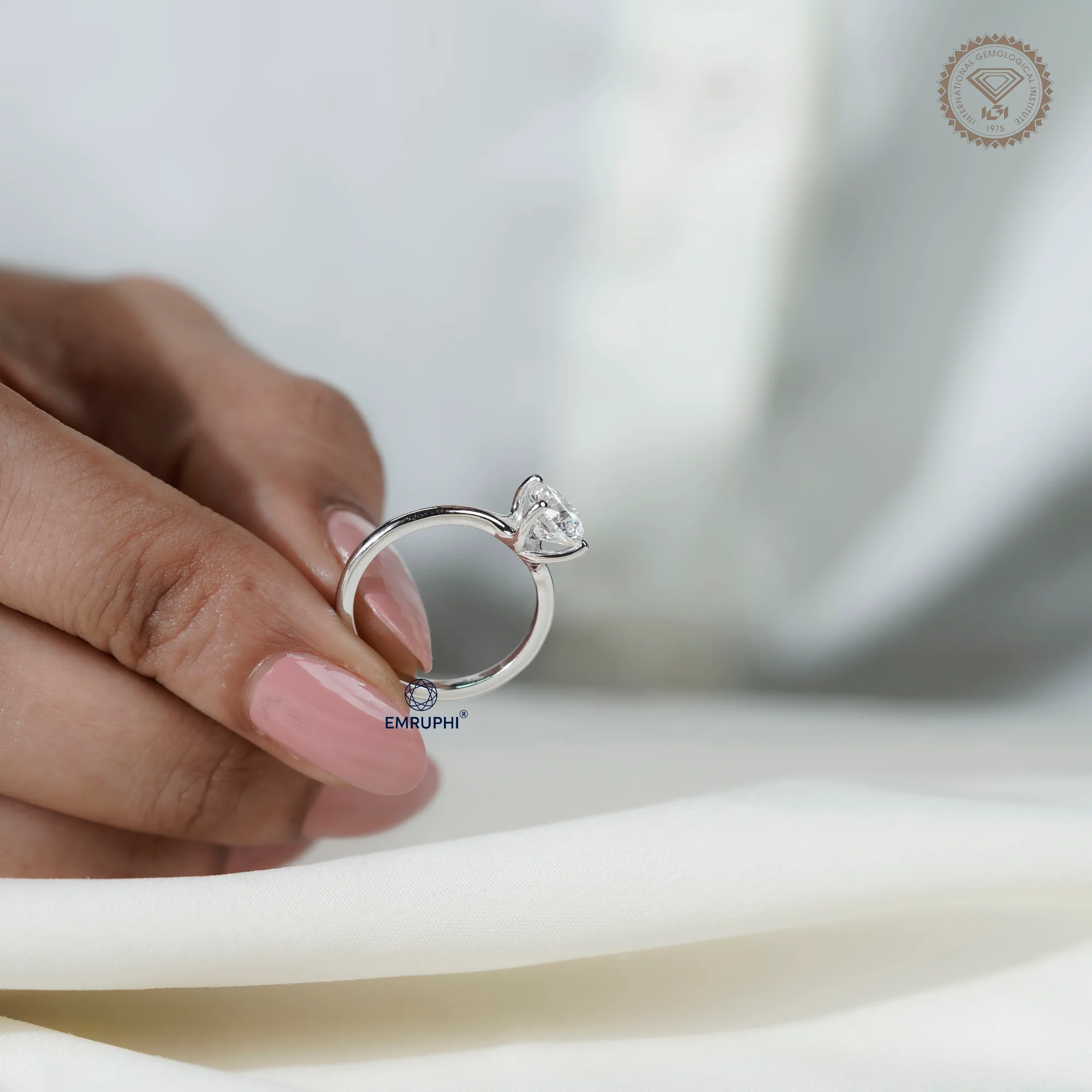 1.5 Carat Round Cut Solitaire Ring, 4 Prong Setting Lab Grown Diamond Engagement Ring in 14k Gold — view 7