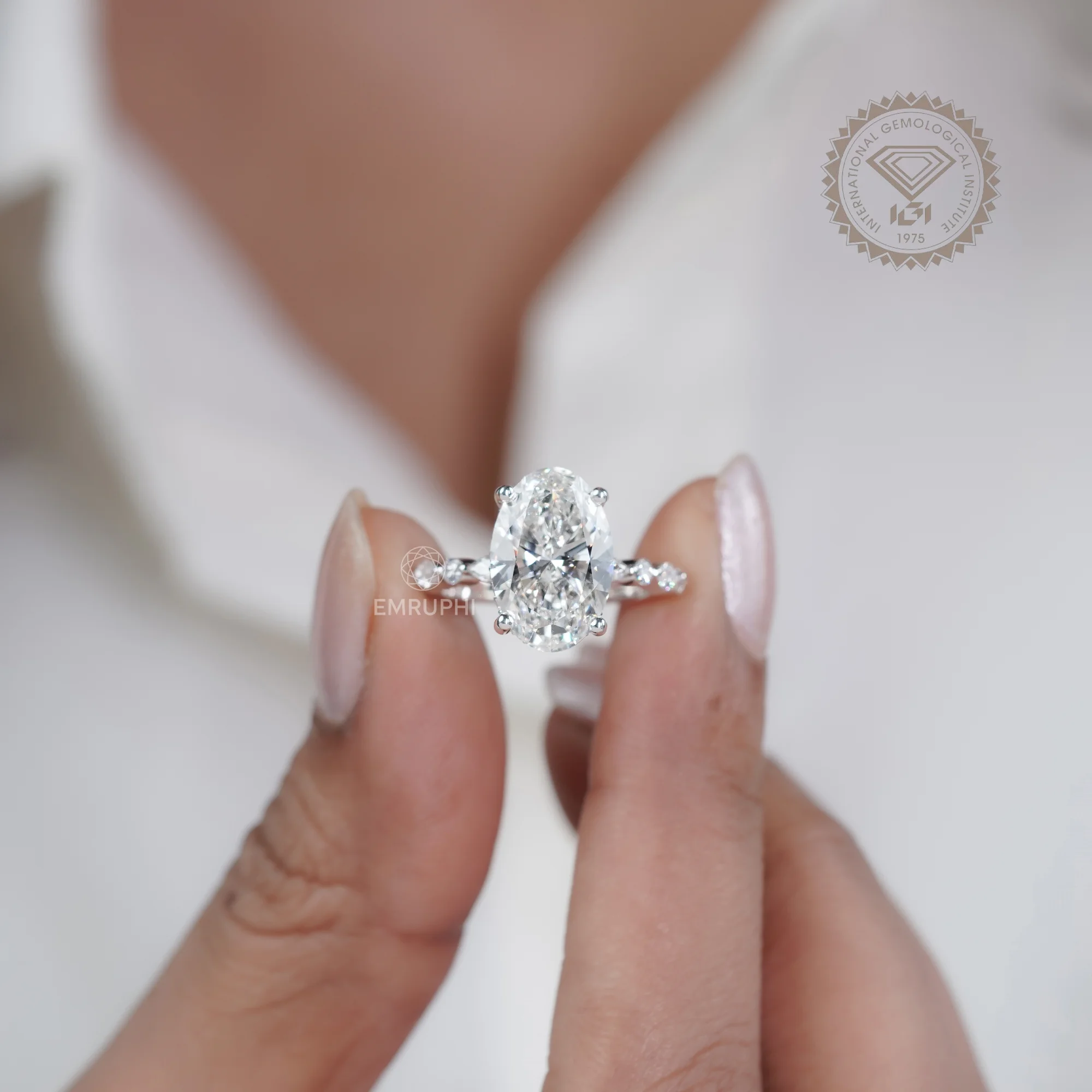 Brilliant Oval Cut Solitaire Engagement Ring, Oval Lab Diamond Anniversary Ring, Oval Proposal Ring for Her — view 7