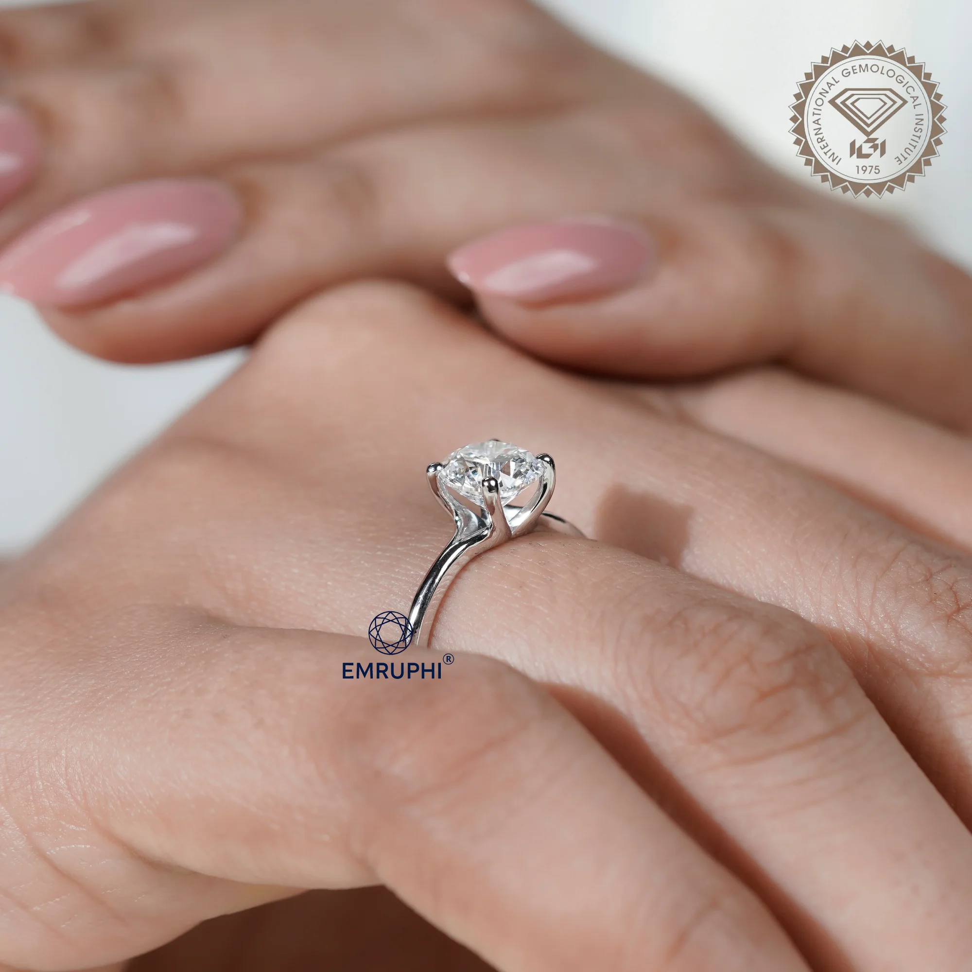 1.5 Carat Round Cut Solitaire Ring, 4 Prong Setting Lab Grown Diamond Engagement Ring in 14k Gold — view 13