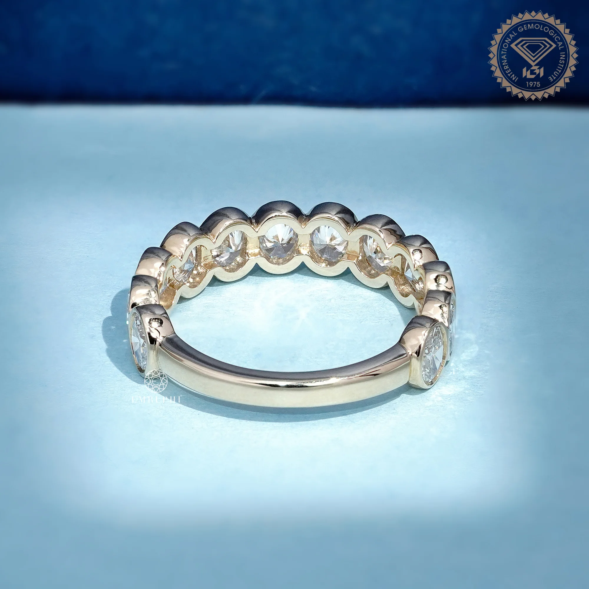 Oval Cut Lab Grown Diamond Bezel Eternity Band, Full Eternity Wedding Ring — view 5
