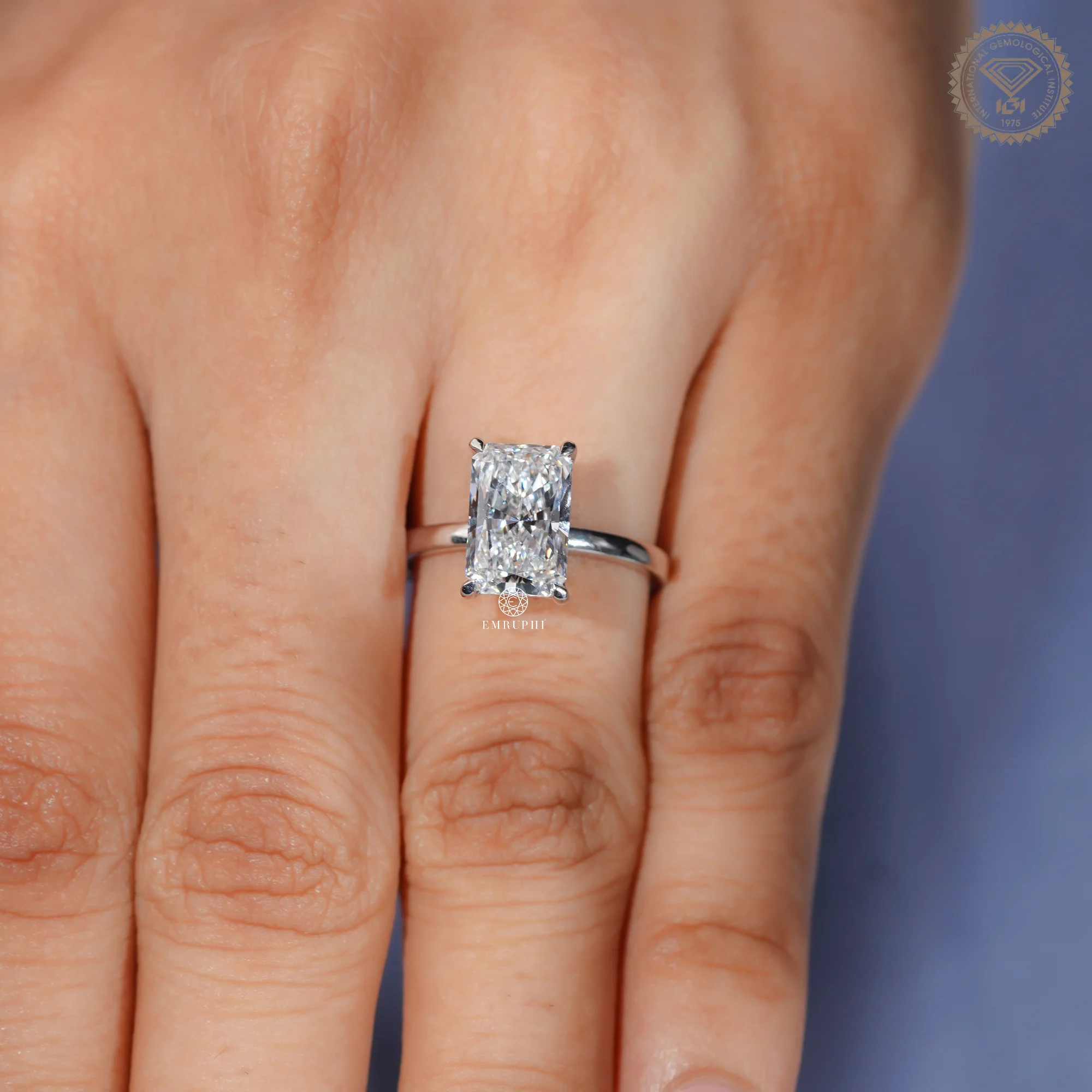 2.5 CT Radiant Solitaire Lab Diamond Ring, IGI Certified Diamond Engagement Ring — view 10