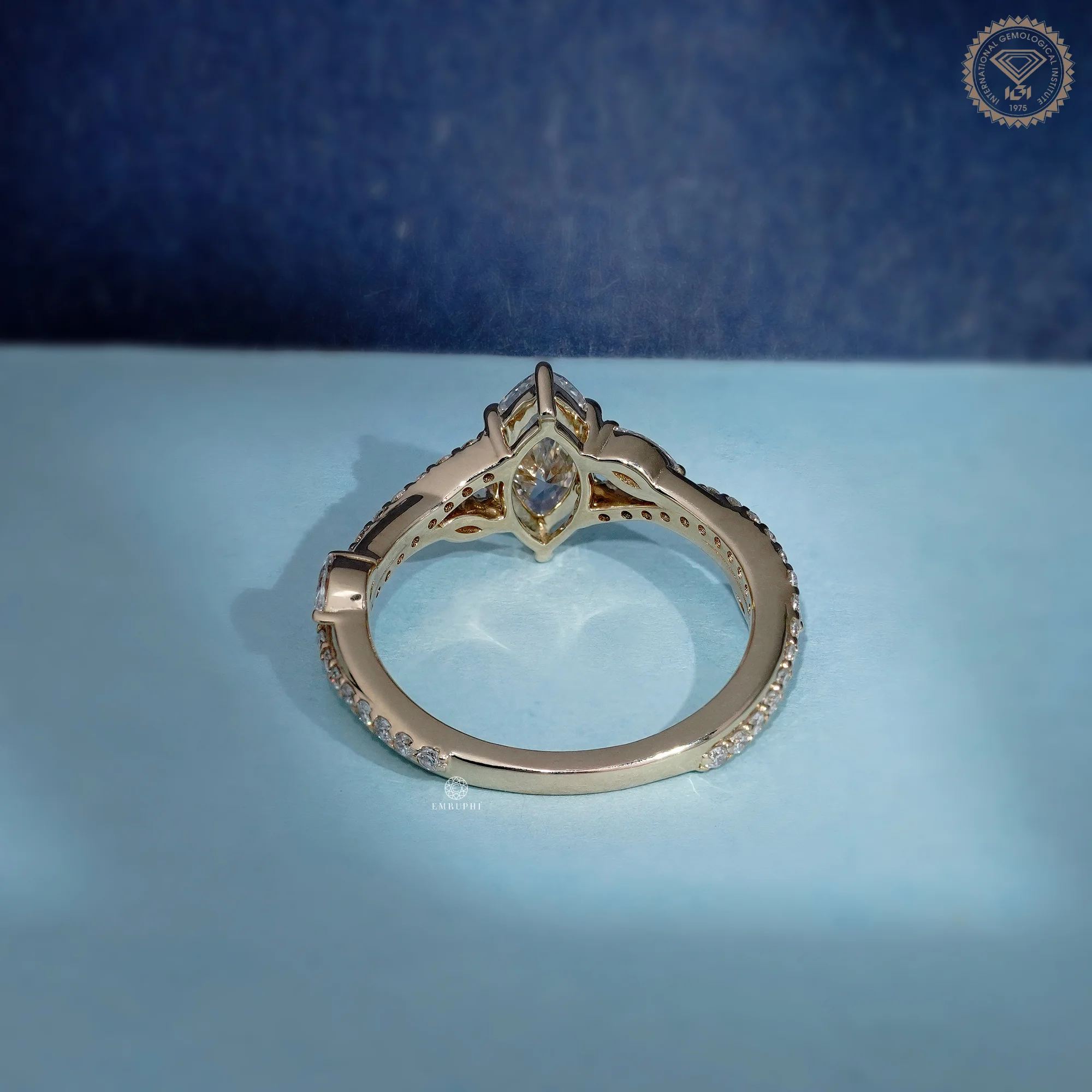 1.00 CT Marquise Lab Grown Diamond Engagement Ring, Twisted Diamond Band — view 4