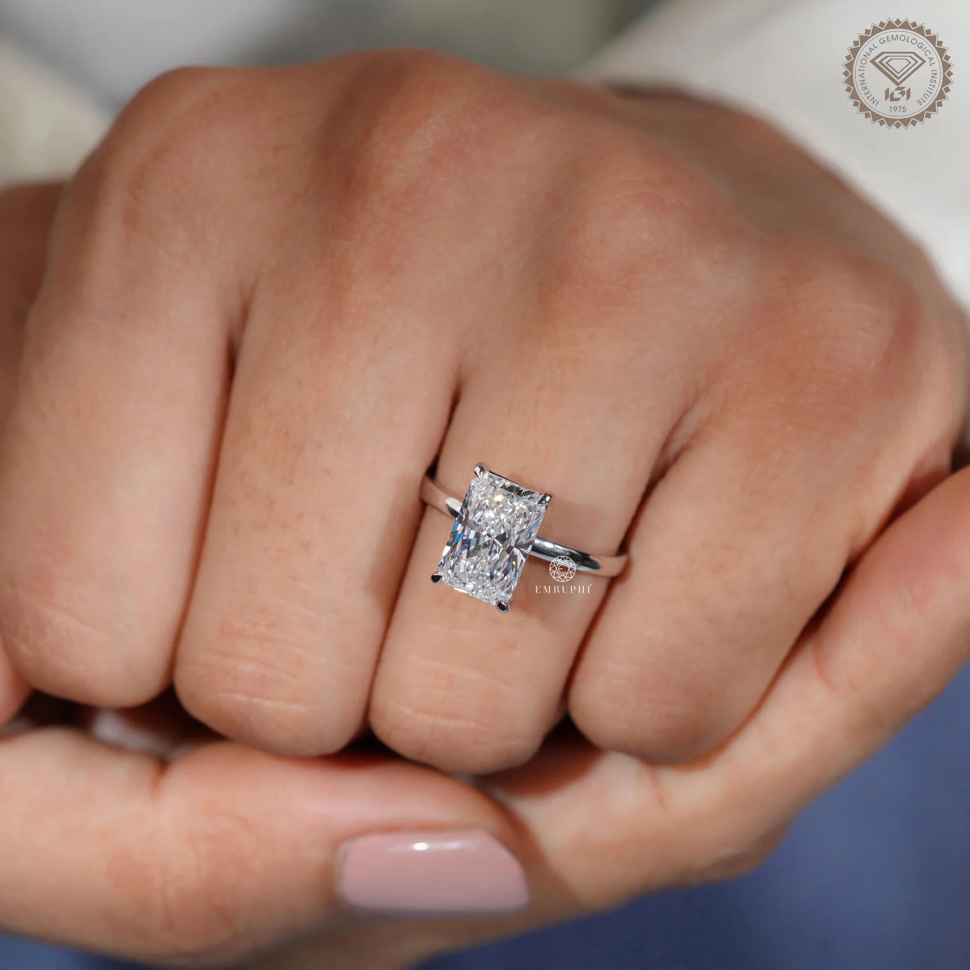 2.5 CT Radiant Solitaire Lab Diamond Ring, IGI Certified Diamond Engagement Ring — view 11