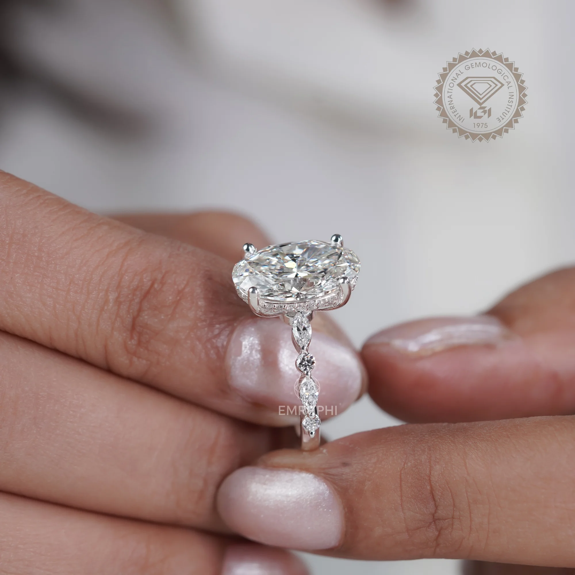 Brilliant Oval Cut Solitaire Engagement Ring, Oval Lab Diamond Anniversary Ring, Oval Proposal Ring for Her — view 6