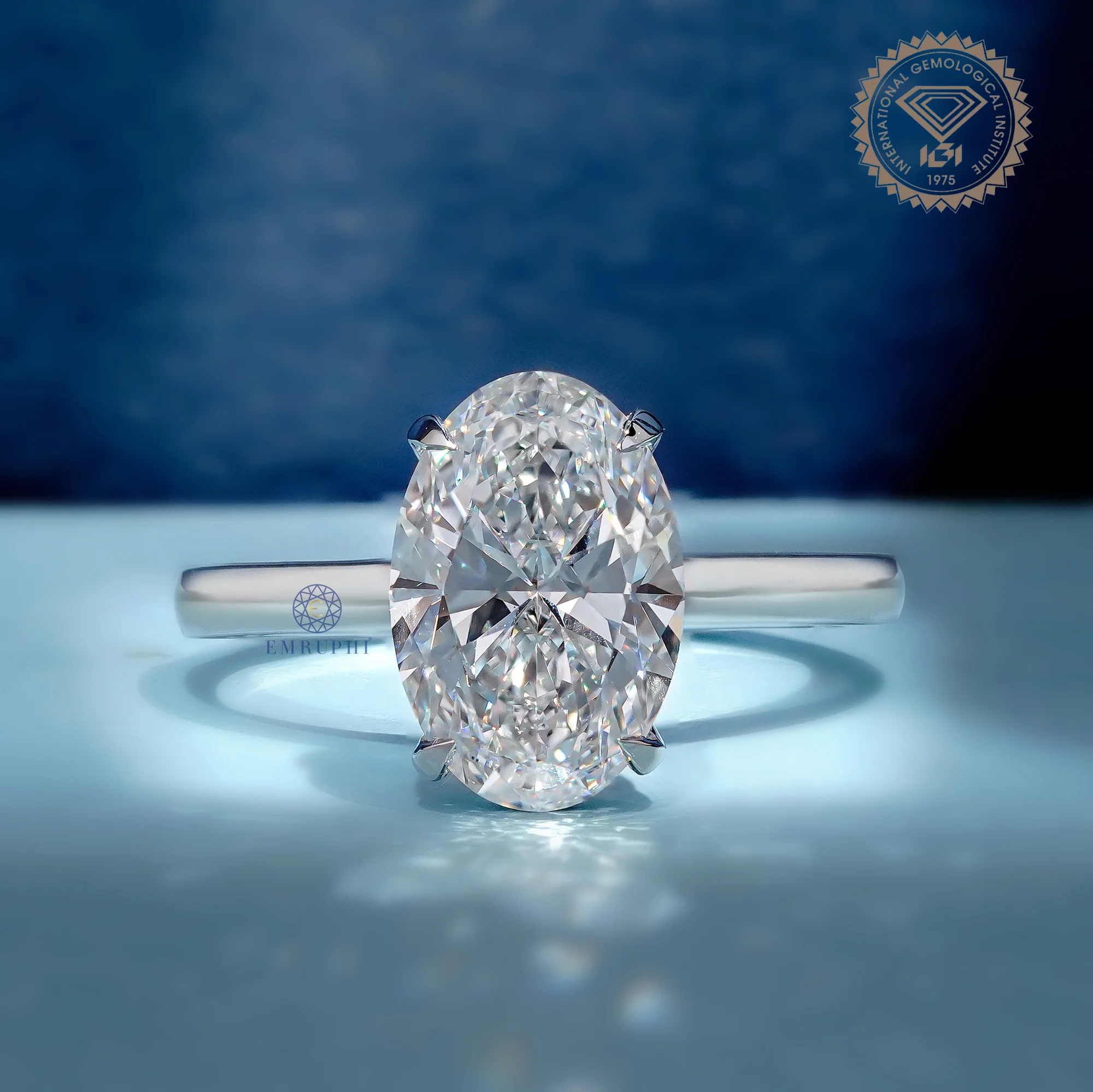 3 CT Oval Cut Solitaire Engagement Ring, 14k Yellow Gold, IGI Certified — view 2