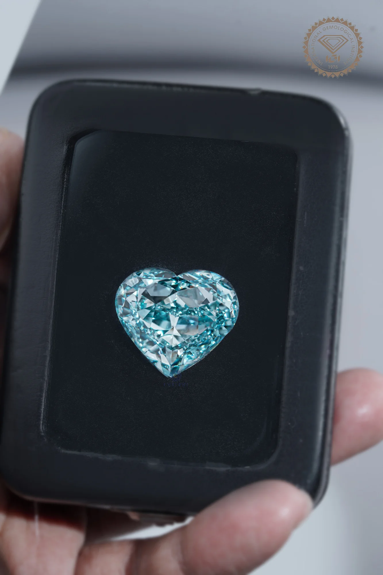 50.05 CT Vivid Blue Heart Cut Lab Grown Diamond, IGI Certified Loose Blue Diamond, — view 3