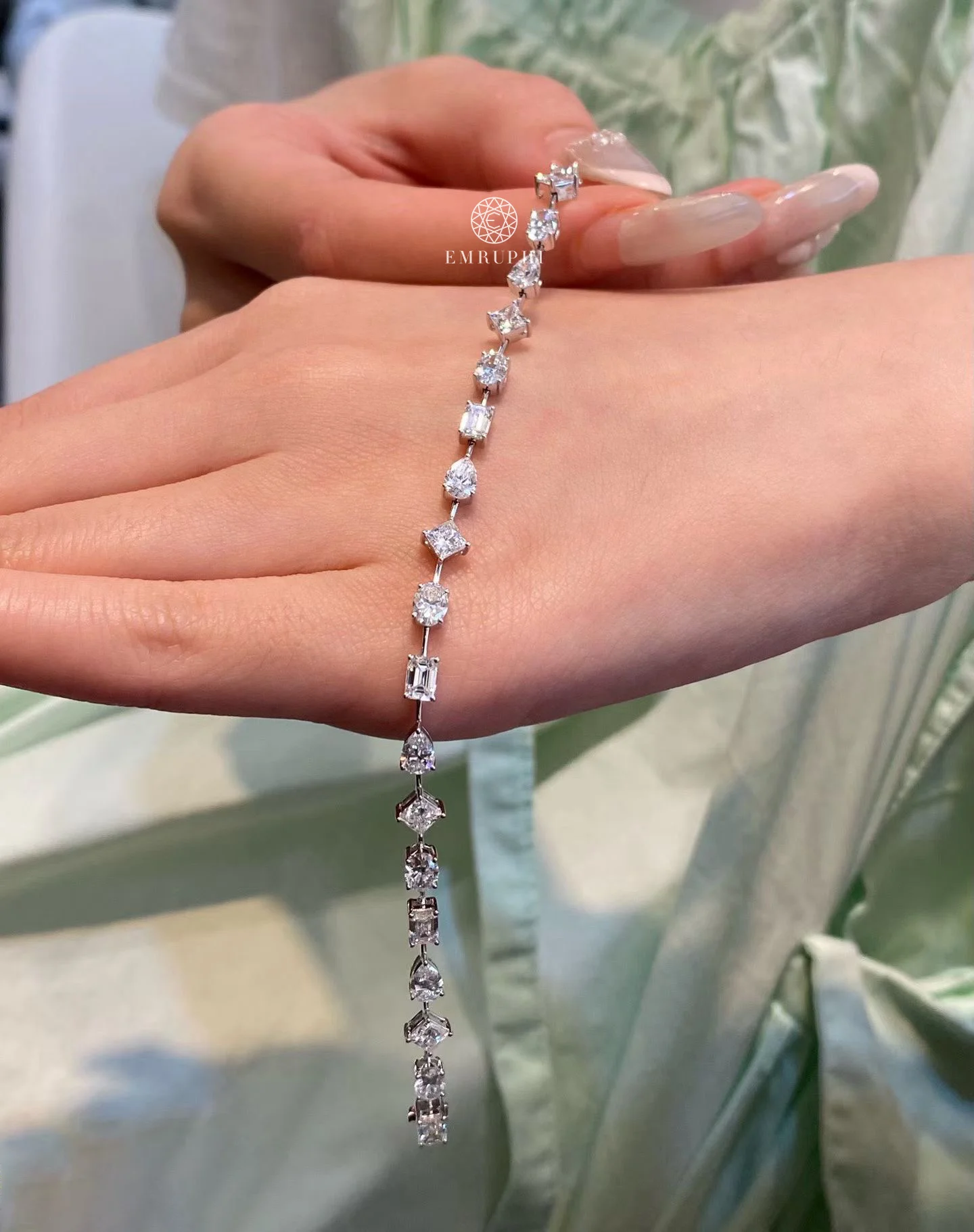 Multi Stone Diamond Bracelet, 14K Solid Gold Tennis Bracelet, Lab Diamond Bracelet, Certified Diamond Bracelet — view 4