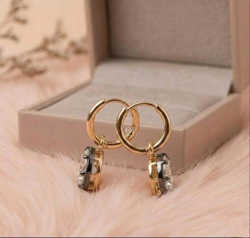 14k Yellow Gold 2ct Lab Grown Old Mine Diamond Earrings for Women — view 3