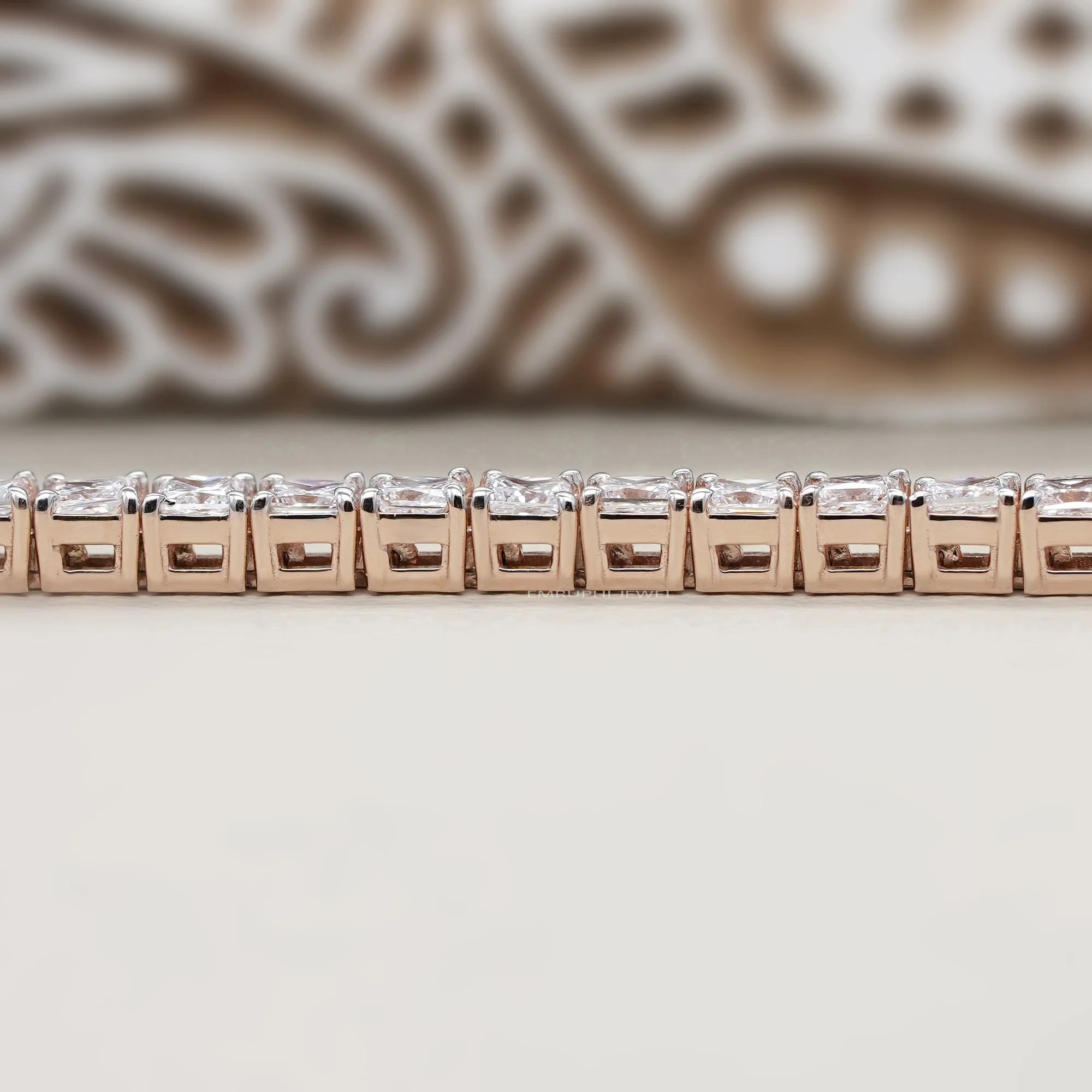 Princess Cut Lab Grown Diamond Tennis Bracelet, Gold Solitaire Bracelet — view 3