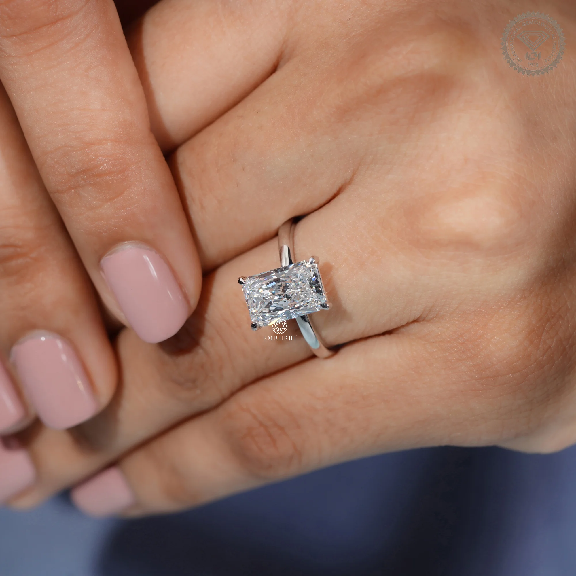 2.5 CT Radiant Solitaire Lab Diamond Ring, IGI Certified Diamond Engagement Ring — view 7