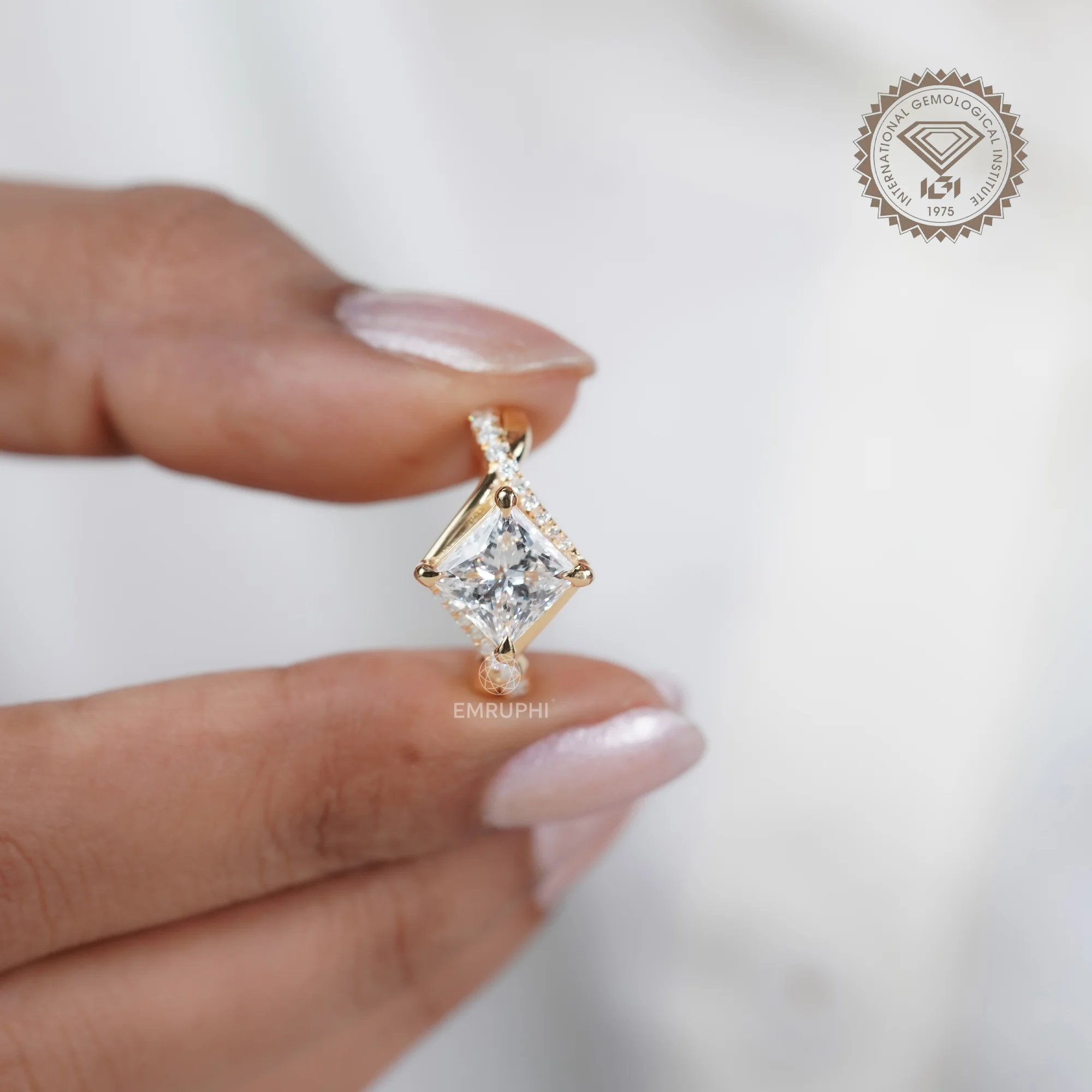2 CT Princess Cut Lab Diamond Engagement Ring, 14K Gold Solitaire Bridal Ring — view 7