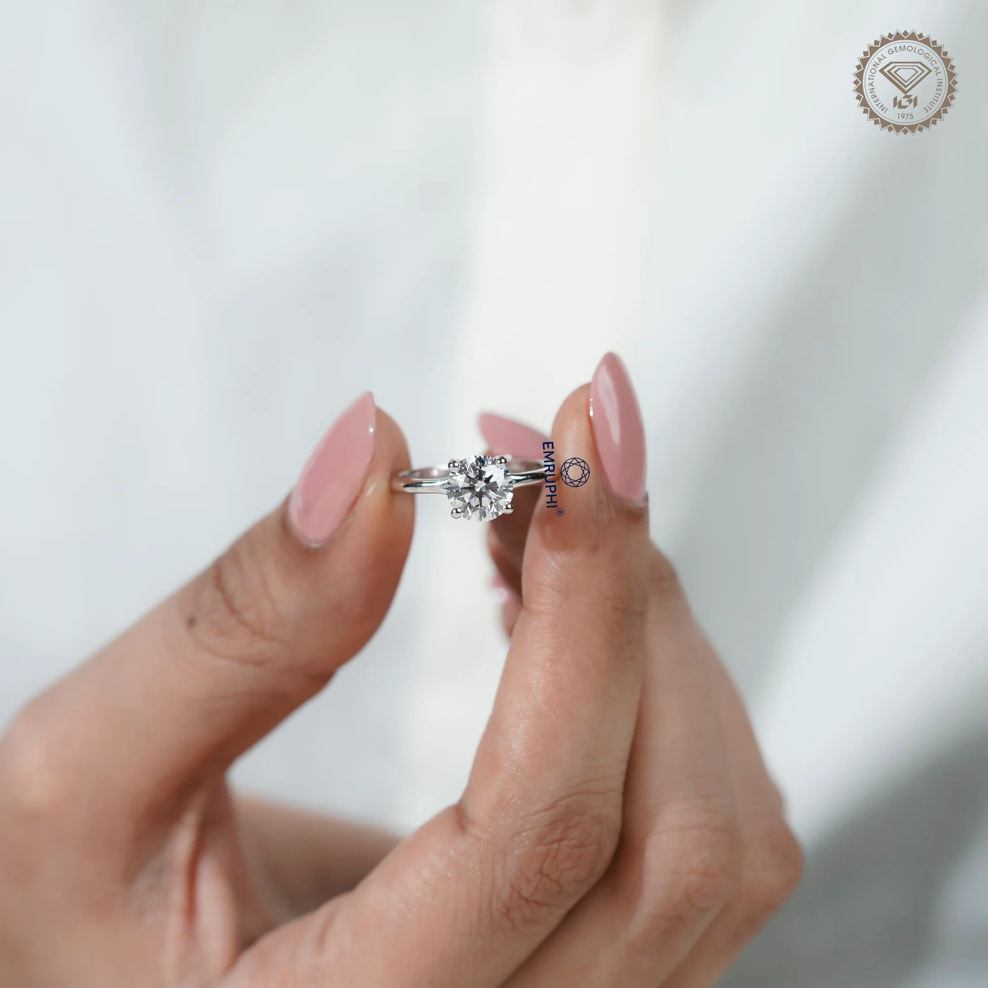 1.5 Carat Round Cut Solitaire Ring, 4 Prong Setting Lab Grown Diamond Engagement Ring in 14k Gold — view 5