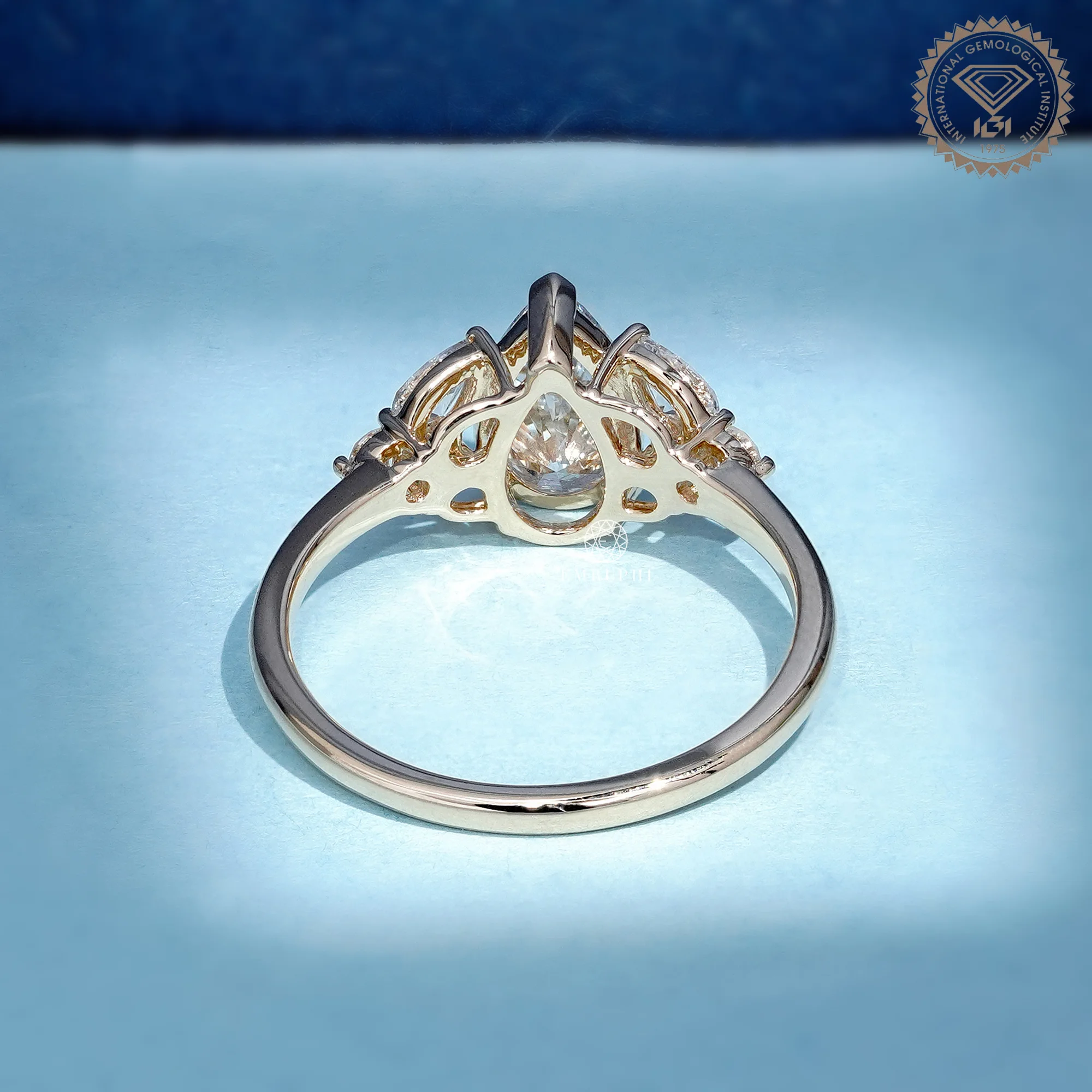 Pear Lab Grown Diamond Cluster Engagement Ring, Vintage Inspired Bridal Jewellery — view 4