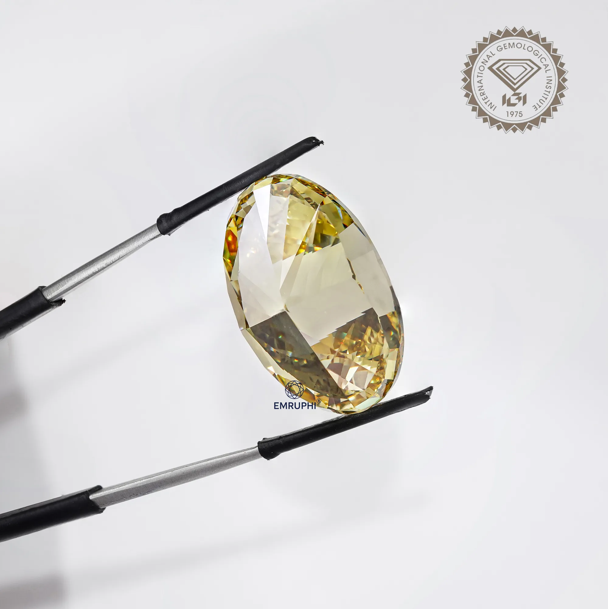 46 Carat Oval Fancy Yellow Lab Grown Diamond, Loose IGI Certified Diamond — view 7