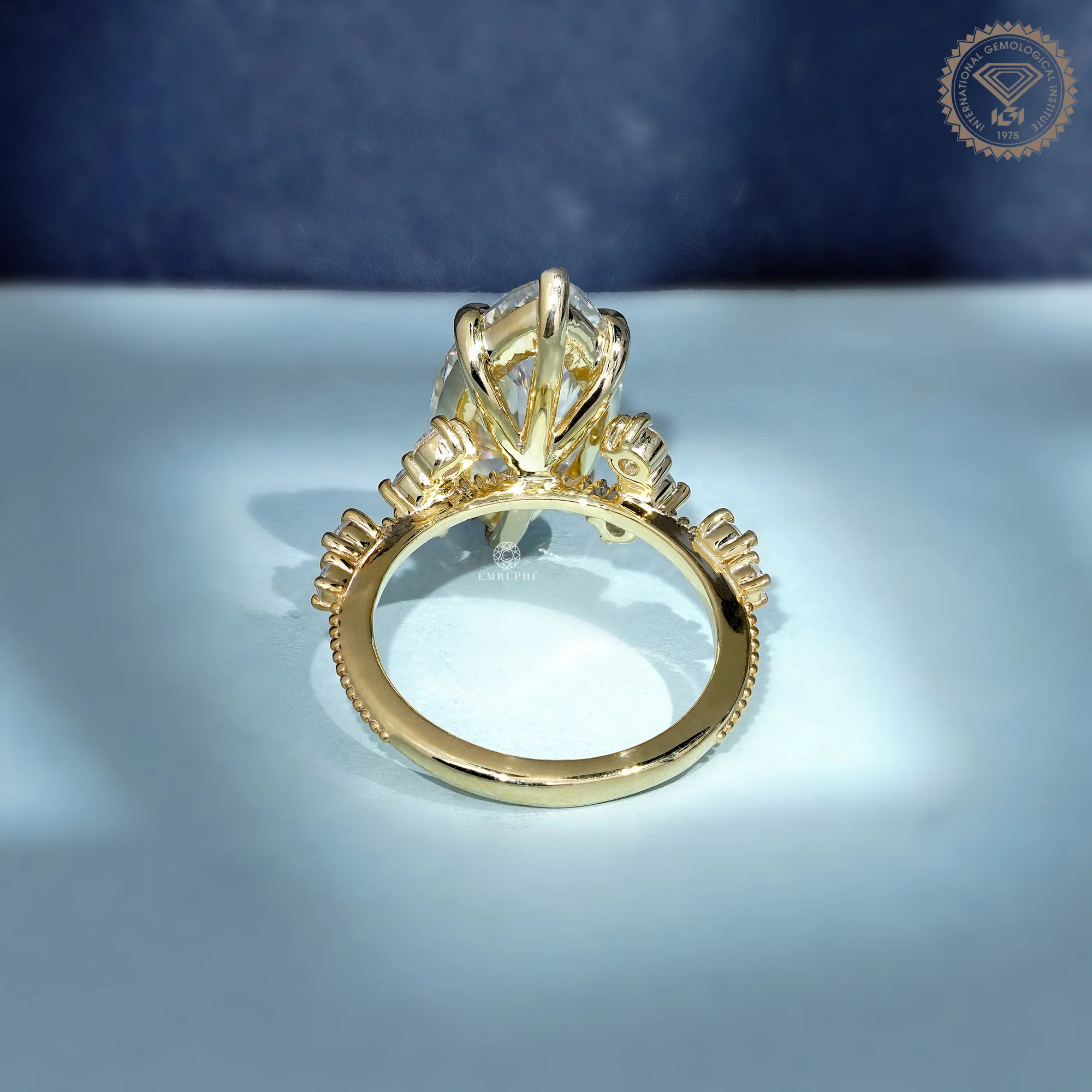 6 CT Marquise Lab Grown Vintage Engagement Ring, IGI Certified — view 4
