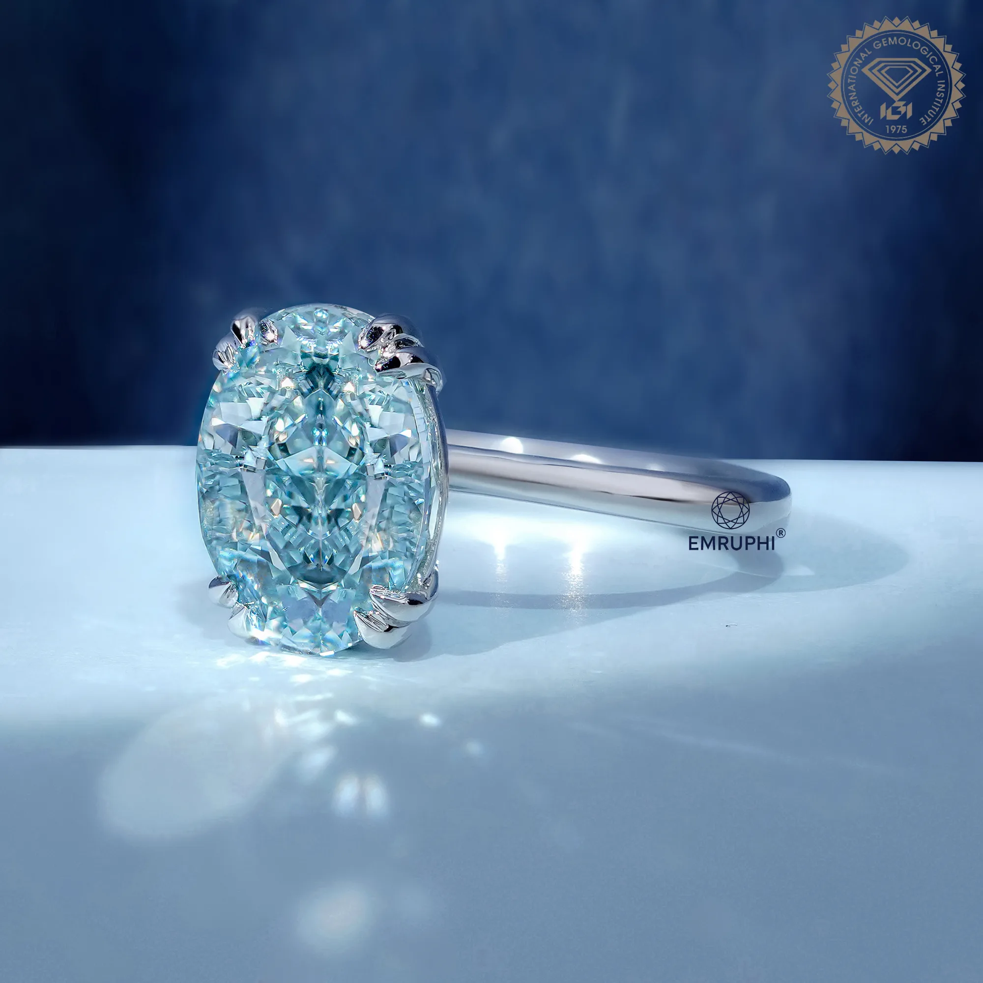Oval Cut Lab Diamond Ring, Antique Color Diamond Ring, Four Claw Engagement Ring — view 3