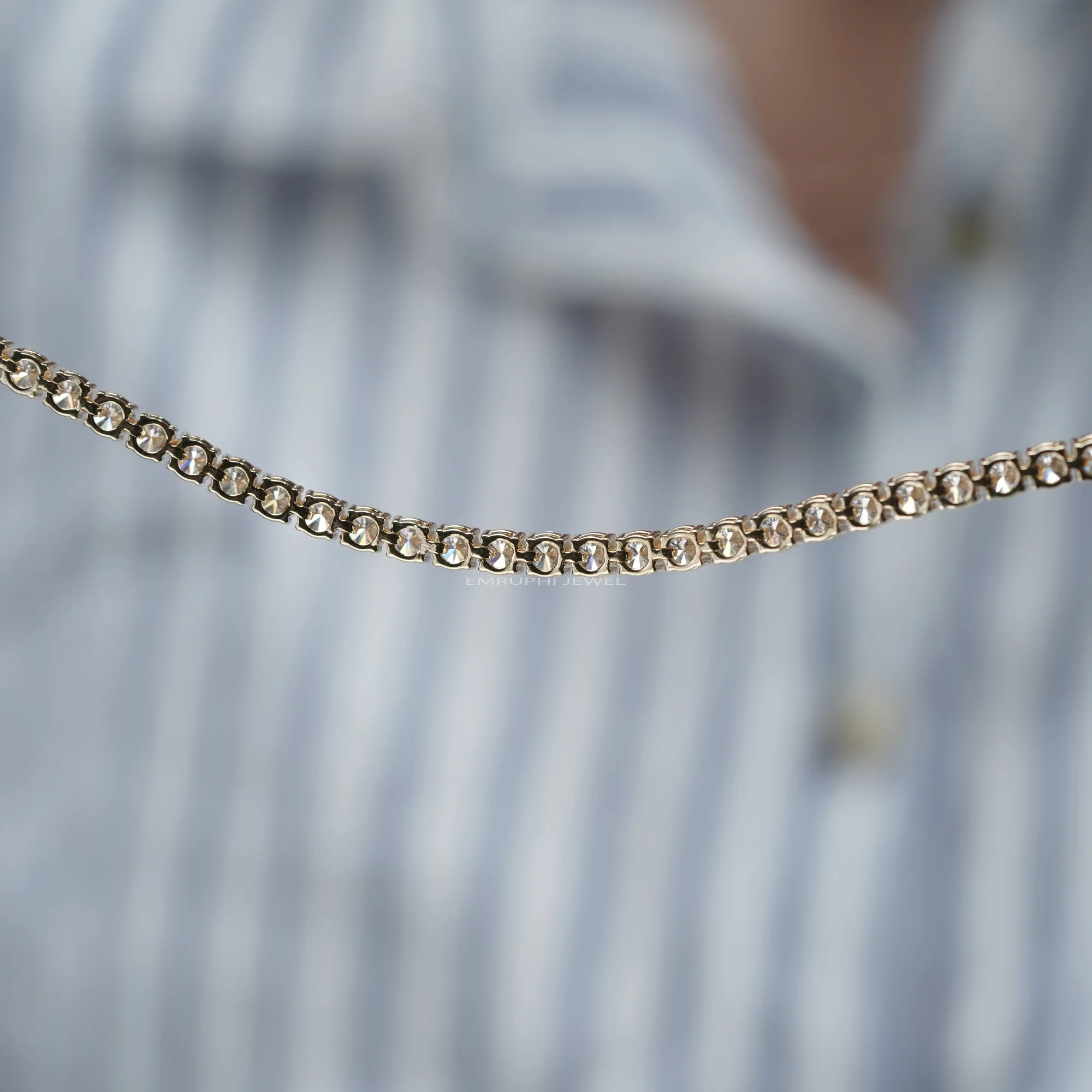 Round Cut Lab Grown Diamond Tennis Bracelet, Classic Yellow Gold Diamond Bracelet — view 11